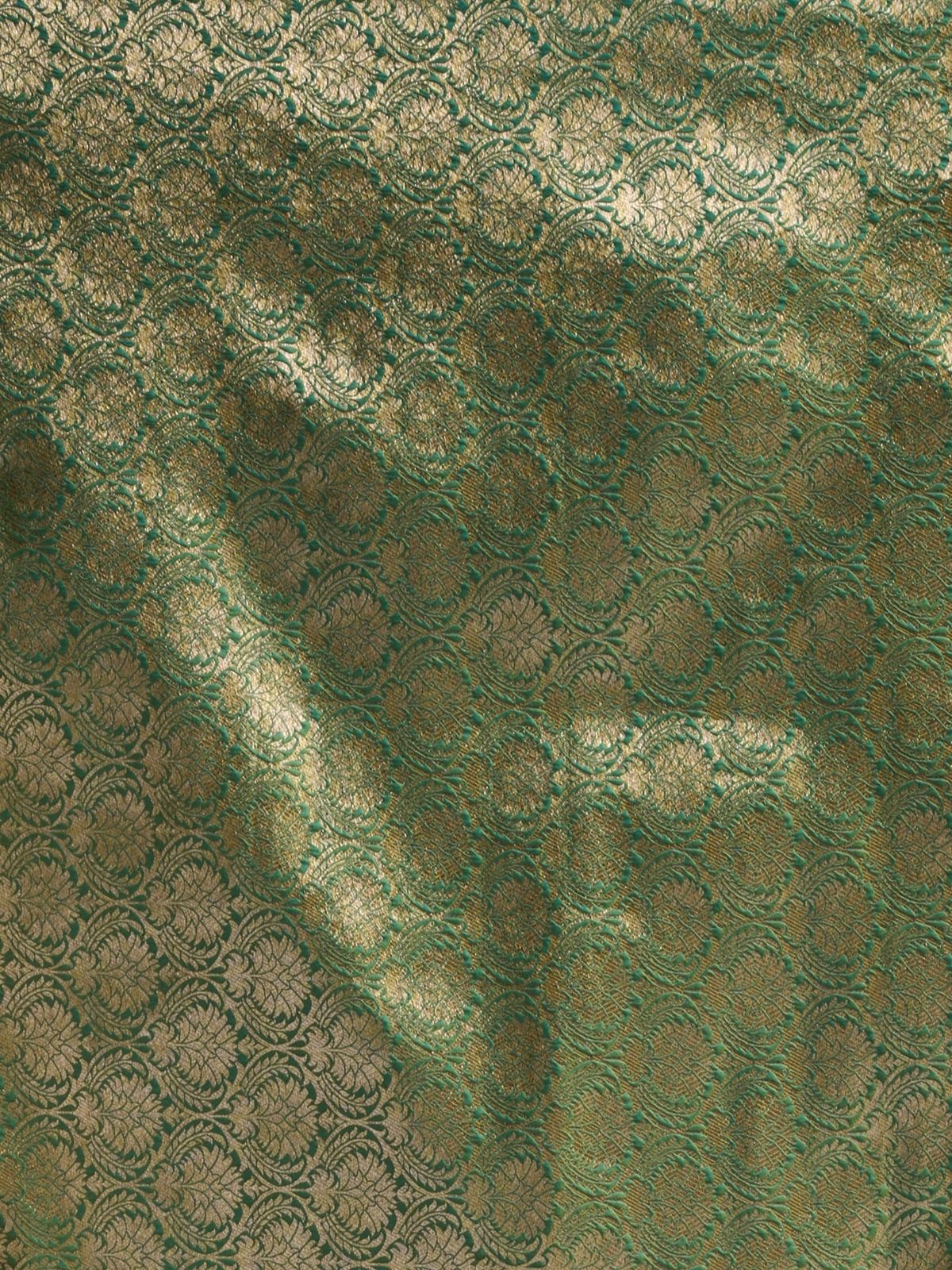 Odette Yellow and Light Green Silk Blend Woven Saree For Women - Image 6