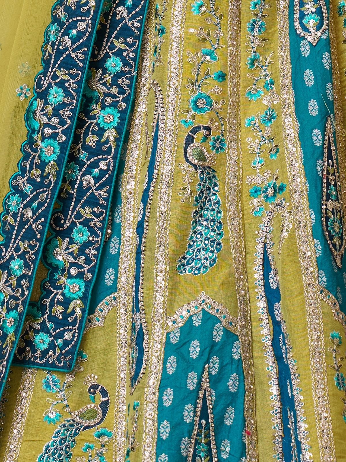 Odette Yellow Banarasi Silk Embroidered Semi-Stitched Lehenga For Women - Image 5