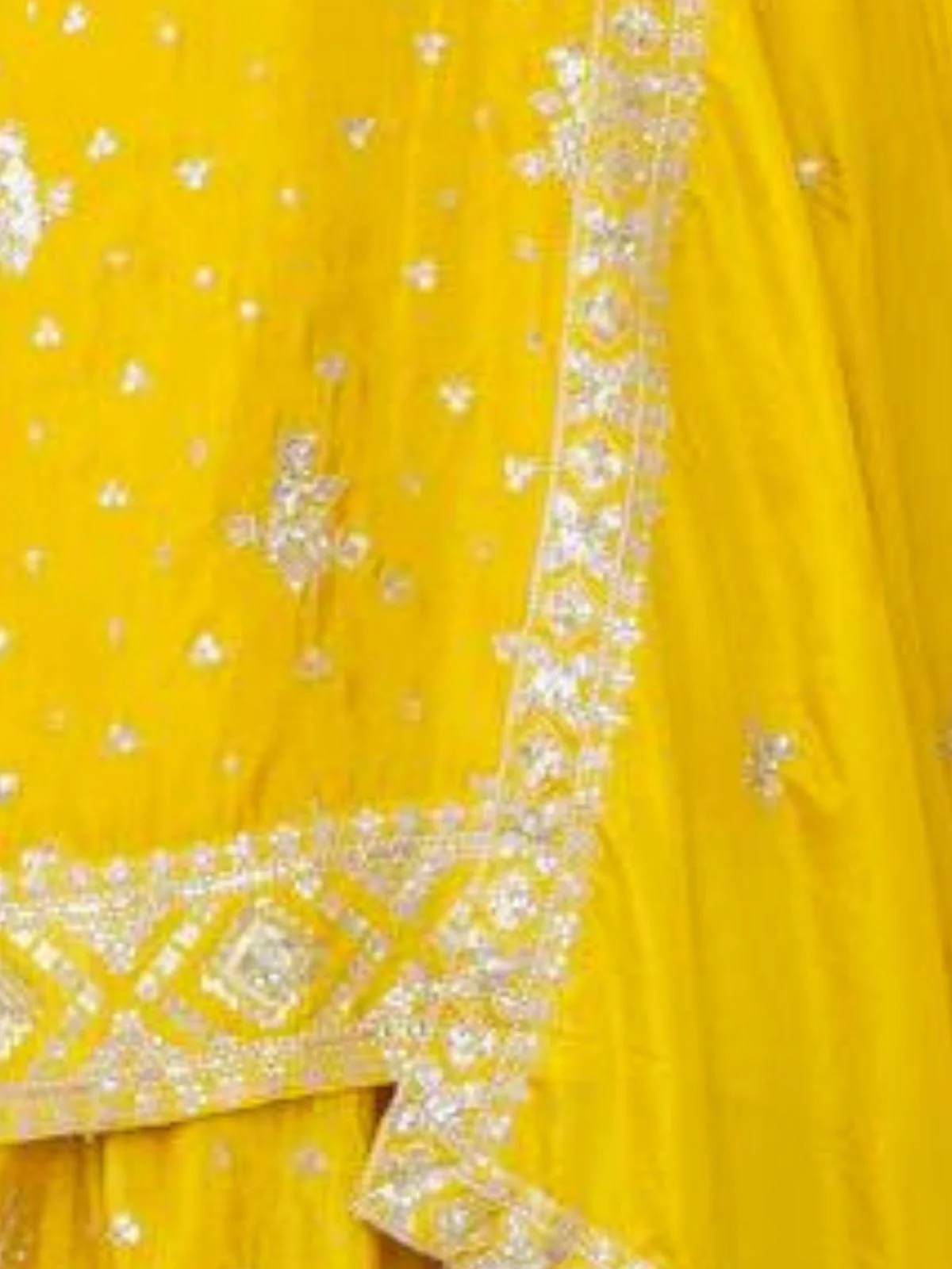 Odette Yellow Chiffon Embellished Stitched Kurta Set For Women - Image 4