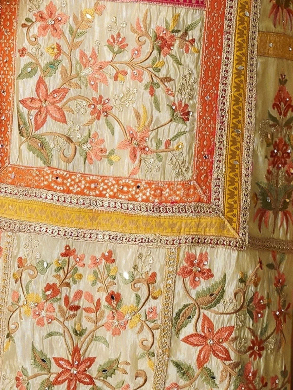 Odette Yellow Chinon Embroidered Stitched Kurta Set For Women - Image 4