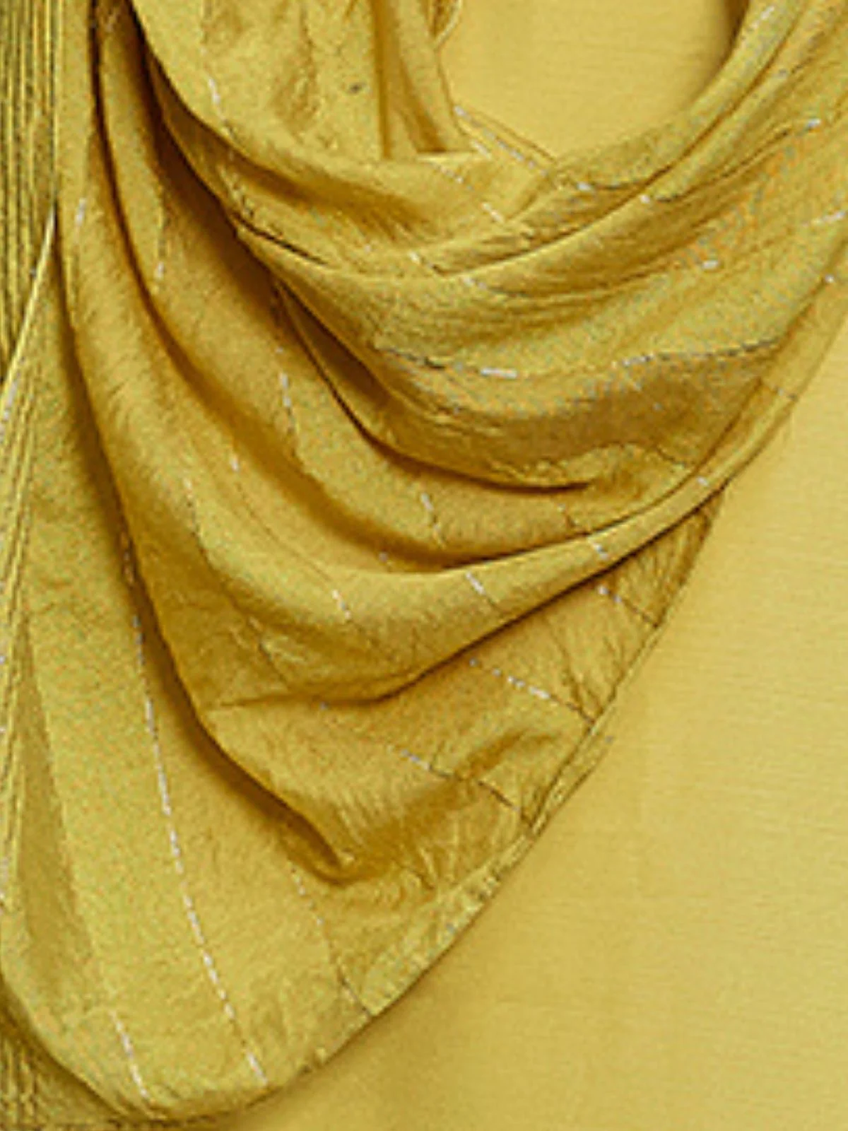 Odette Yellow Cotton Blend Solid Stiched Kurta Set For Women - Image 5
