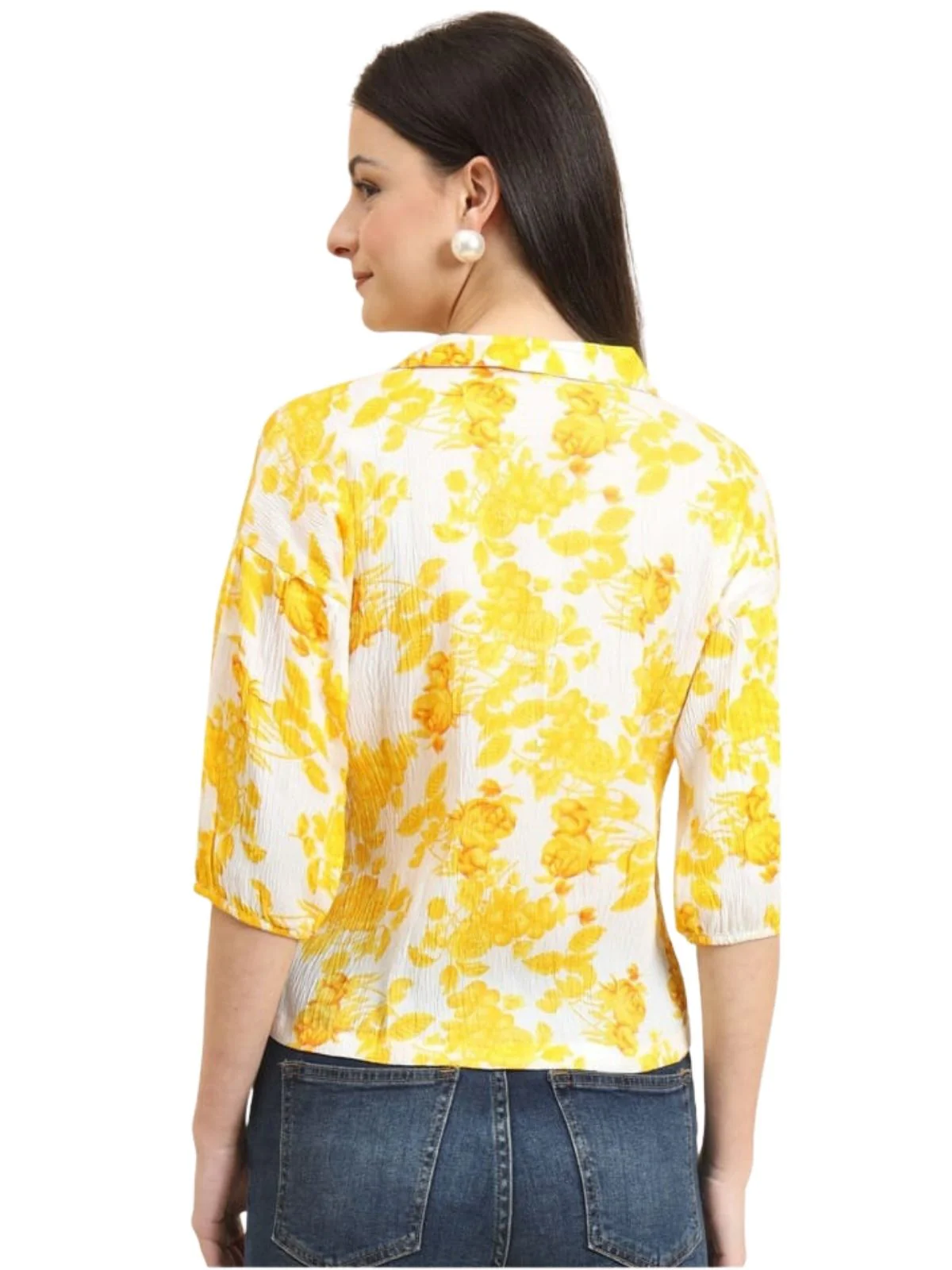 Odette Yellow Delta Printed Shirt For Women - Image 4