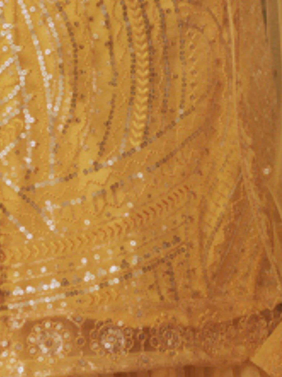 Odette Yellow Embellished Soft Net Semi Stitched Kurta Set With Dupatta For Women - Image 5