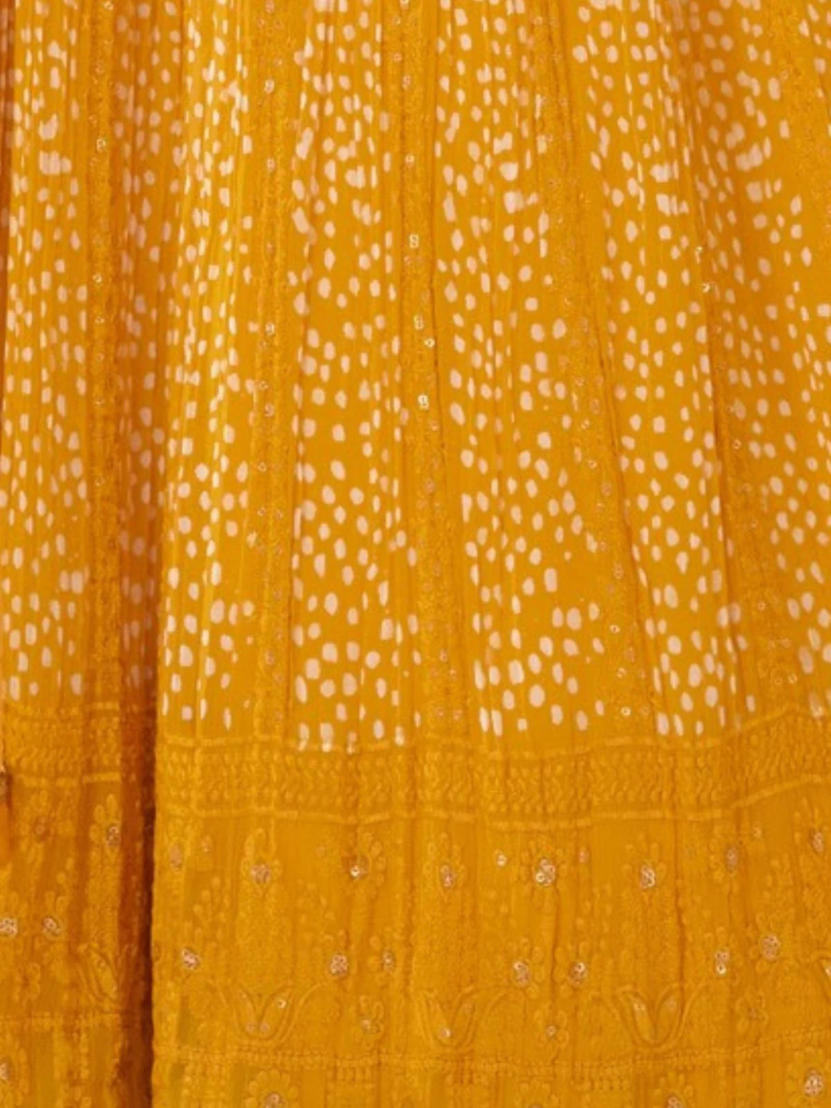Odette Yellow Georgette Embellished Semi Stitched Kurta Set For Women - Image 3