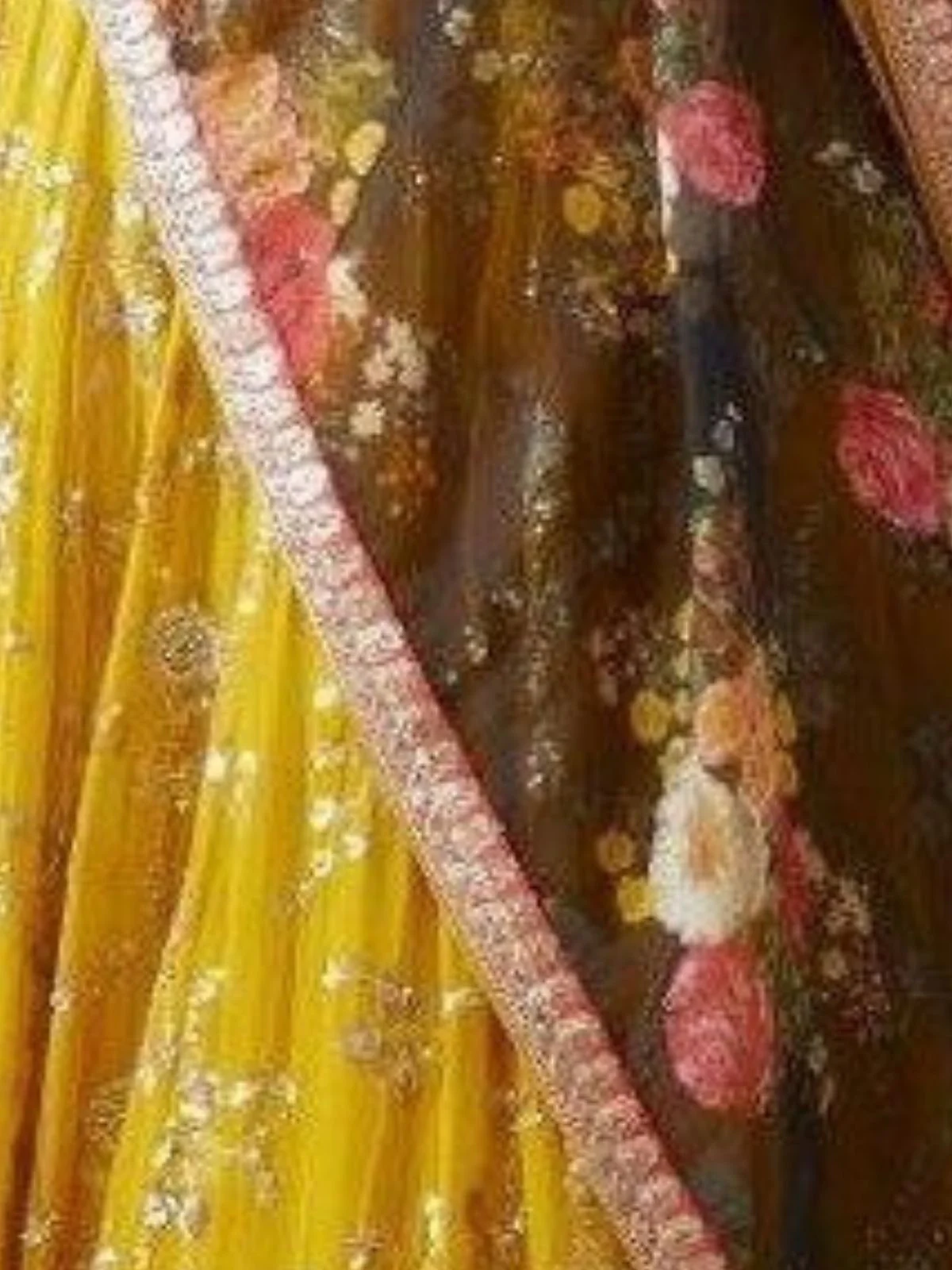 Odette Yellow Georgette Embellished Semi Stitched Lehenga For Women - Image 6