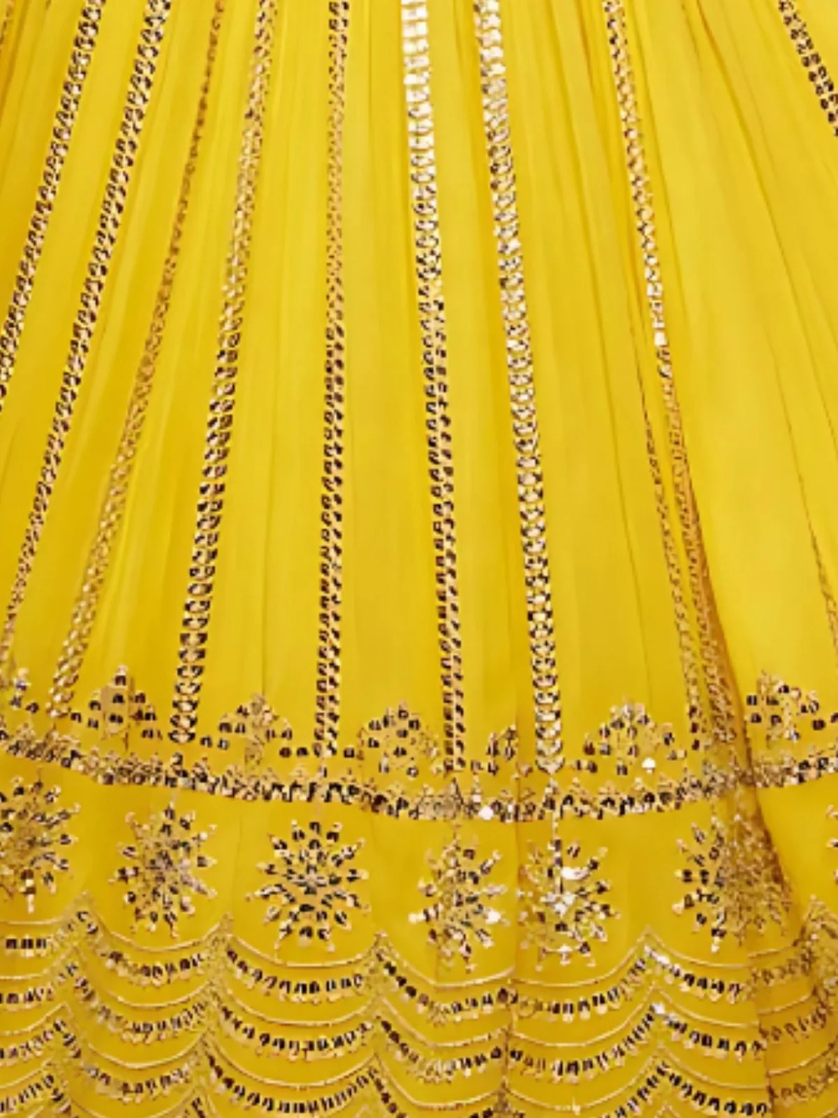 Odette Yellow Georgette Embroidered Semi-Stitched Lehenga For Women - Image 3