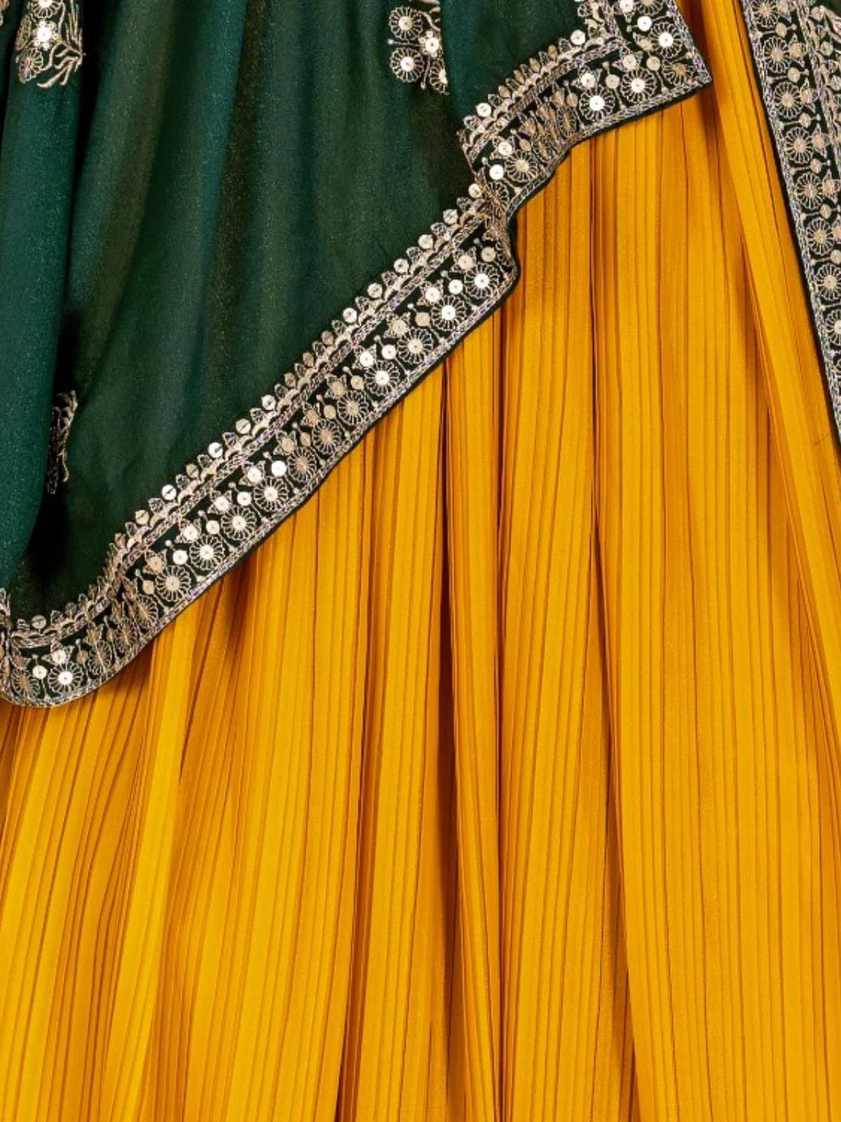 Odette Yellow Georgette Embroidered Semi-Stitched lehenga For Women - Image 5