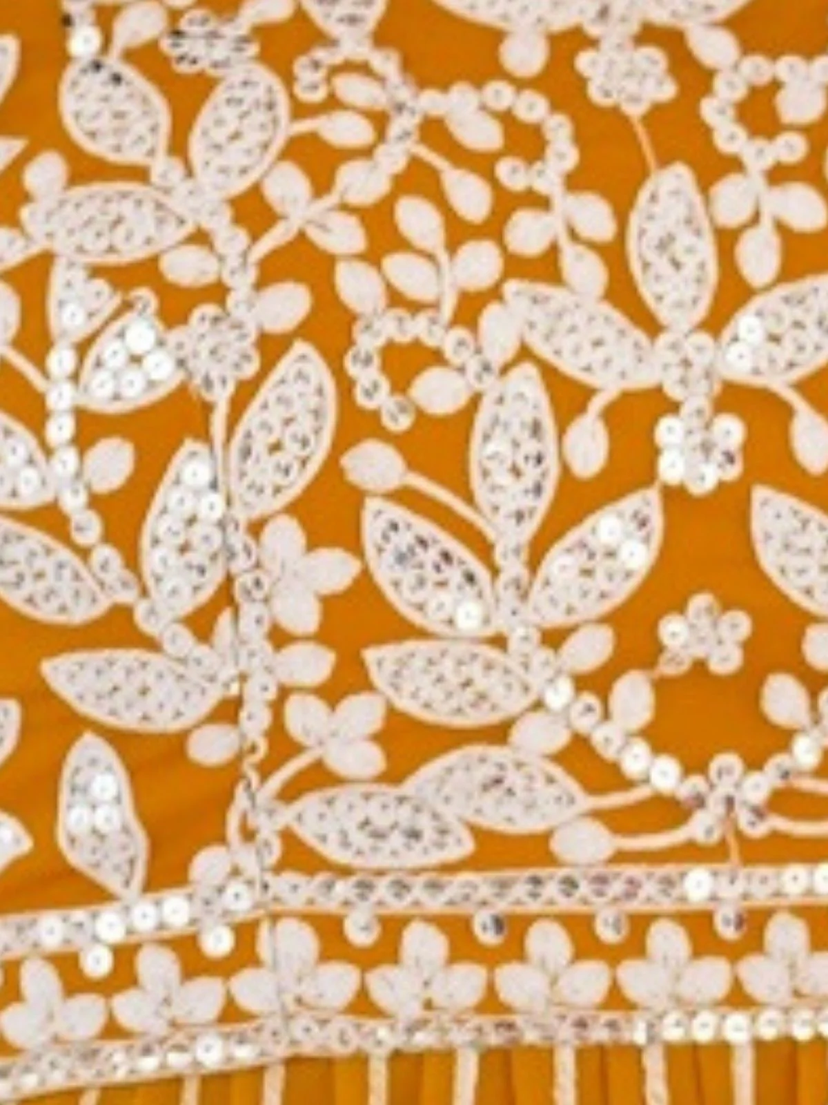 Odette Yellow Georgette Embroidered Stitched Kurta Set For Women - Image 5