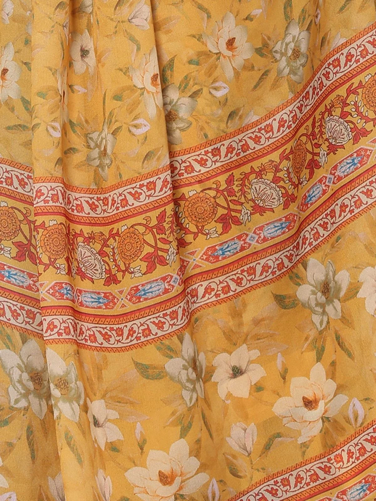 Odette Yellow Georgette Plain Saree For Women - Image 5