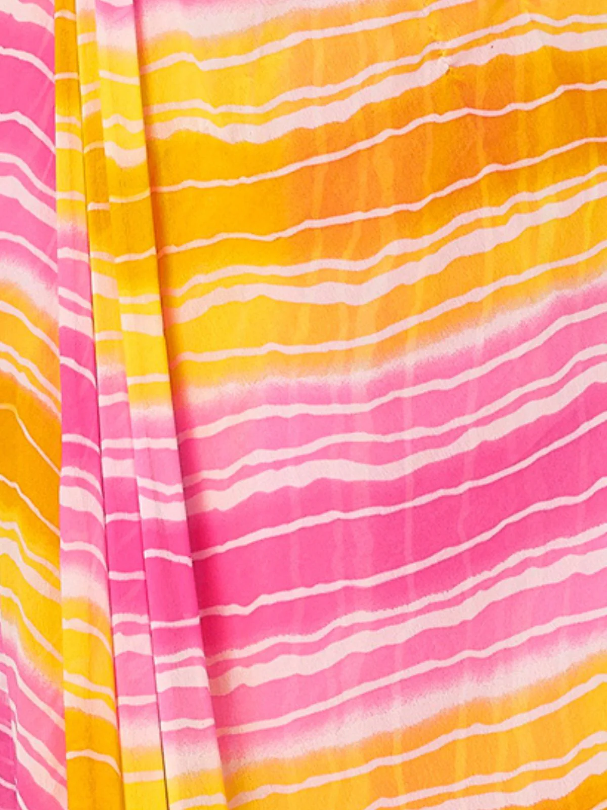 Odette Yellow Georgette Printed Ready To Wear Saree With Unstitched Blouse For Women - Image 5