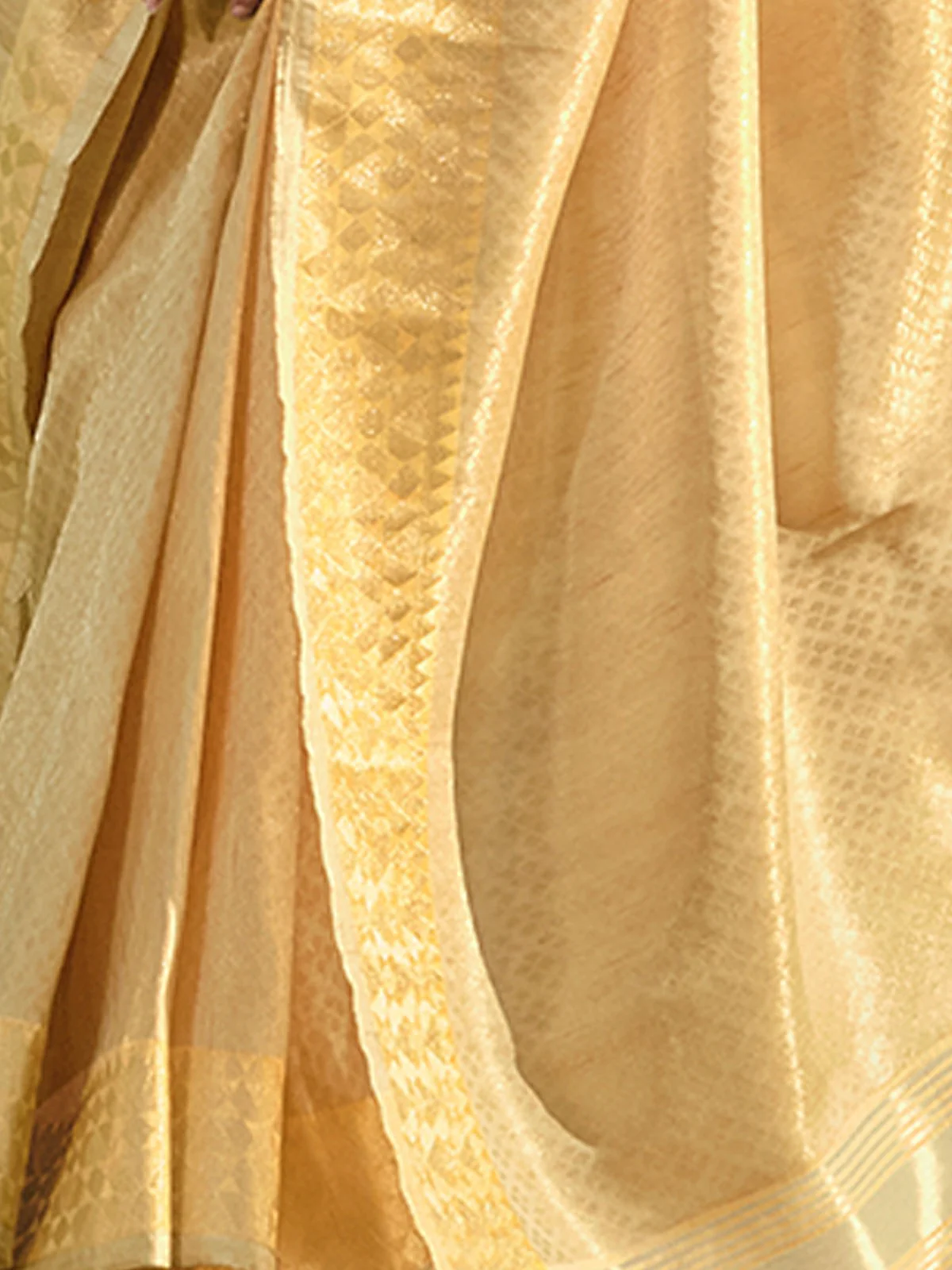 Odette Yellow Linen Tissue Saree for Women With Unstitched Blouse - Image 3