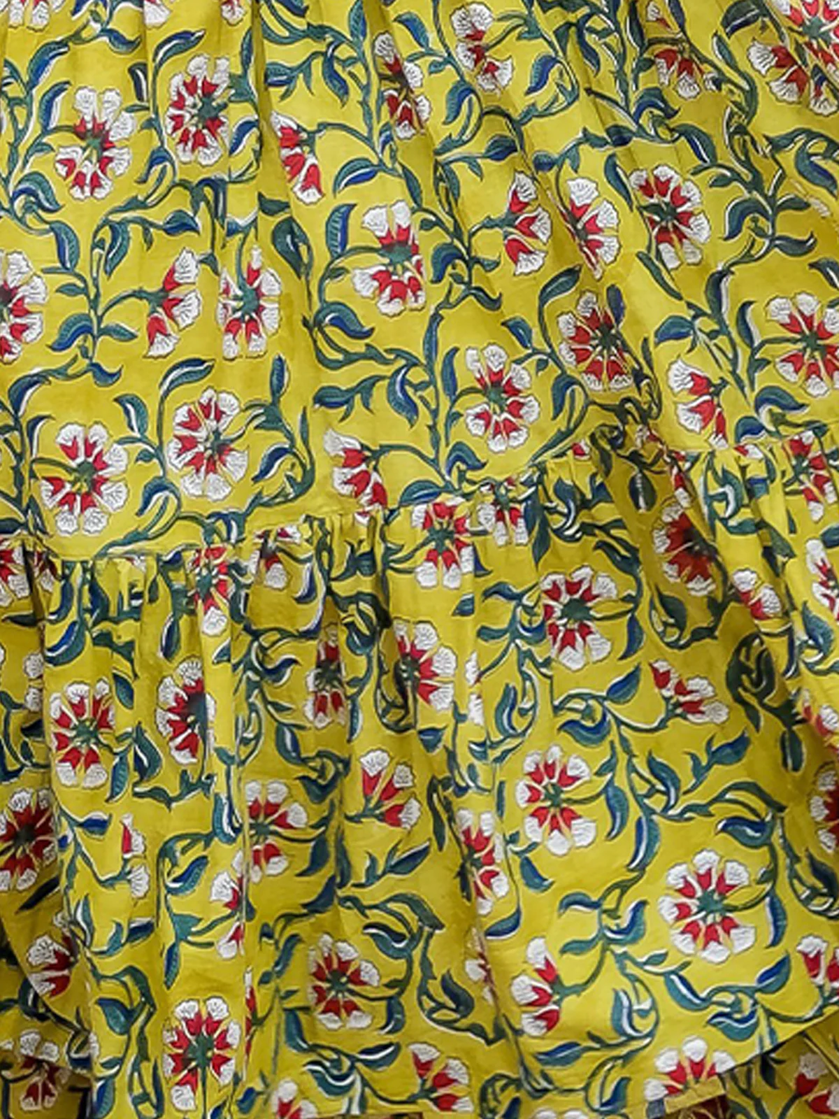 Odette Yellow Muslin Printed Stitched Gown for Women - Image 5