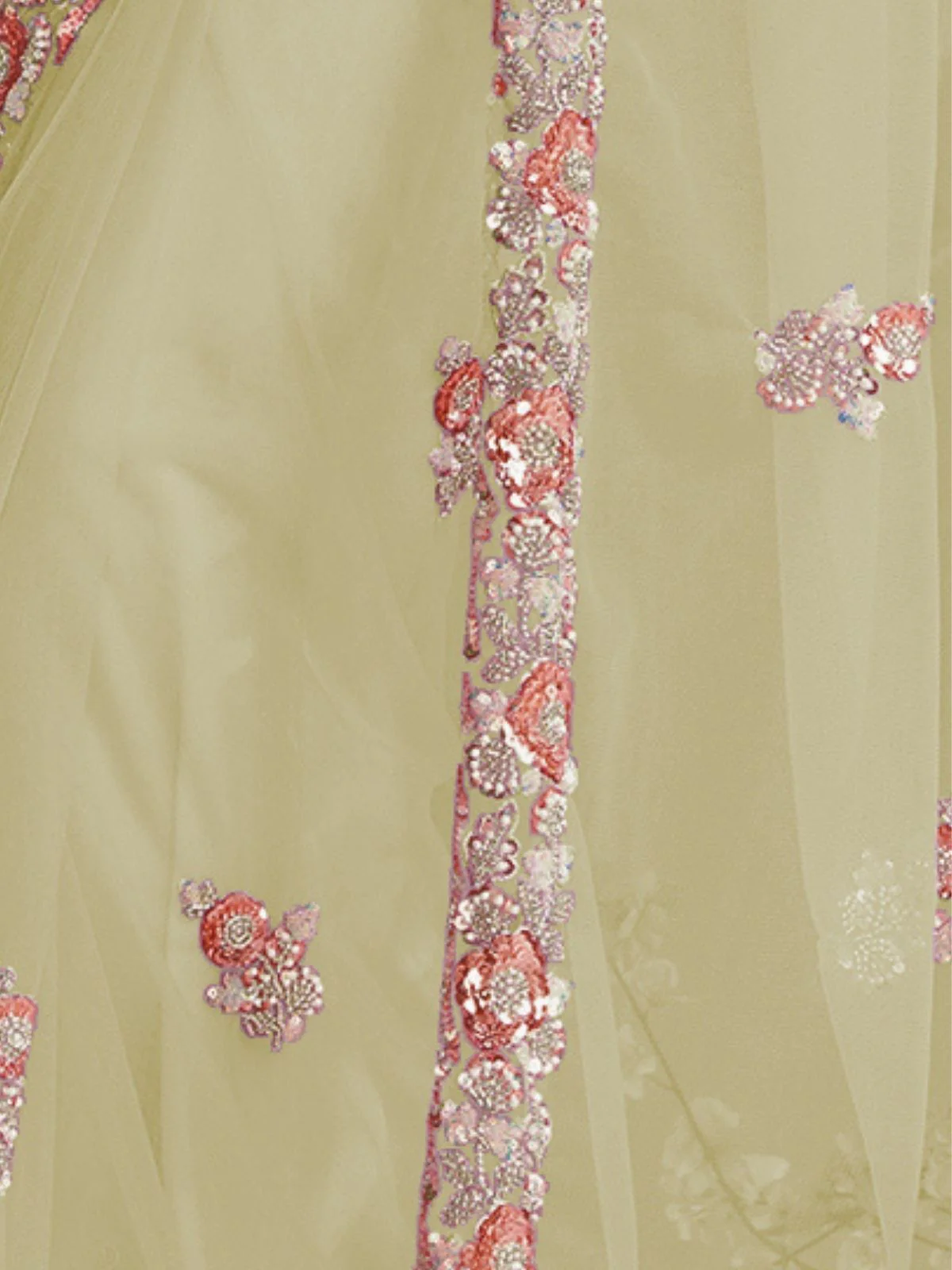 Odette Yellow Net Embellished Elegant Saree For Women - Image 4