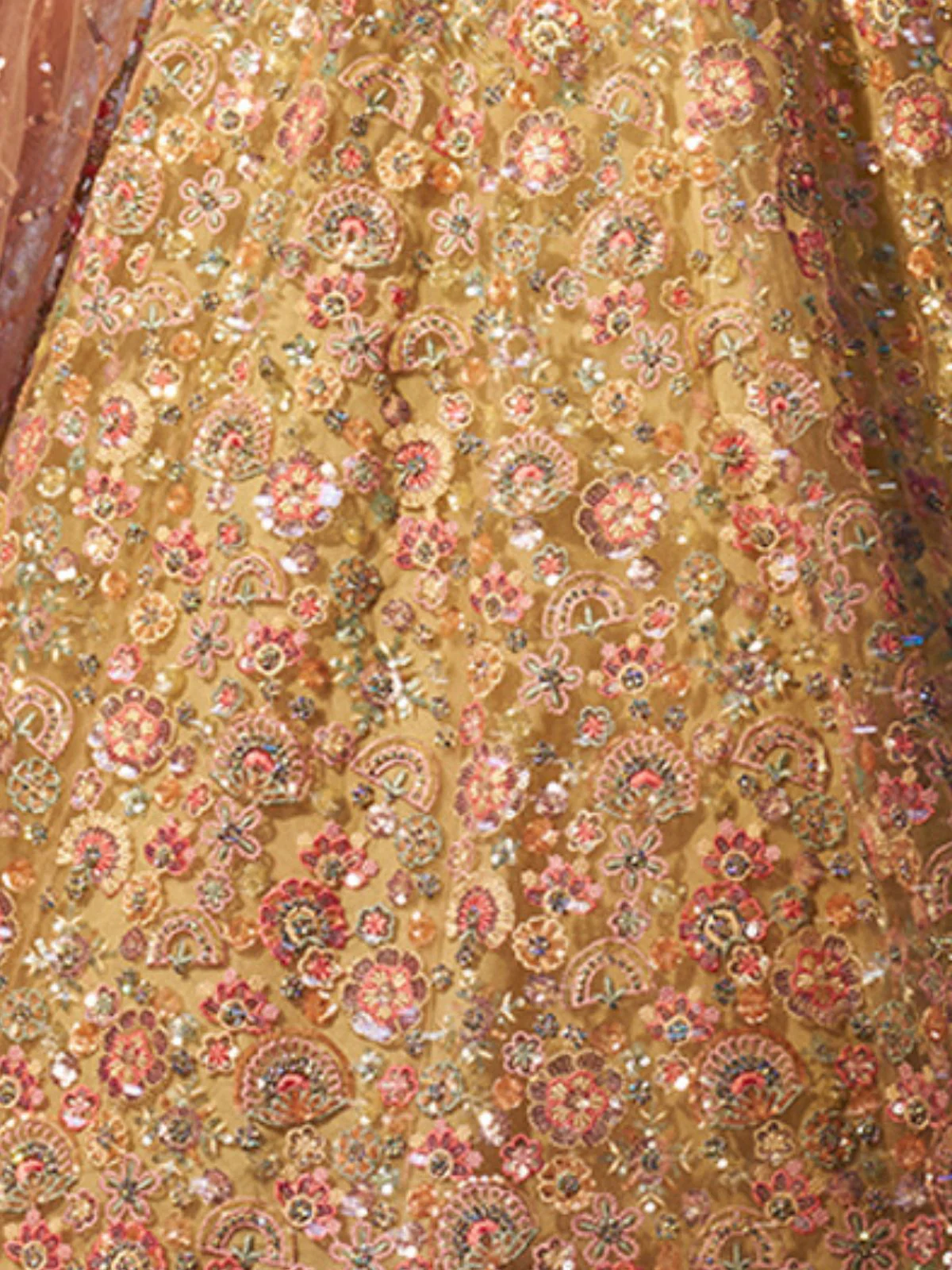 Odette Yellow Net Embroidered Semi-Stitched Lehenga For Women - Image 5