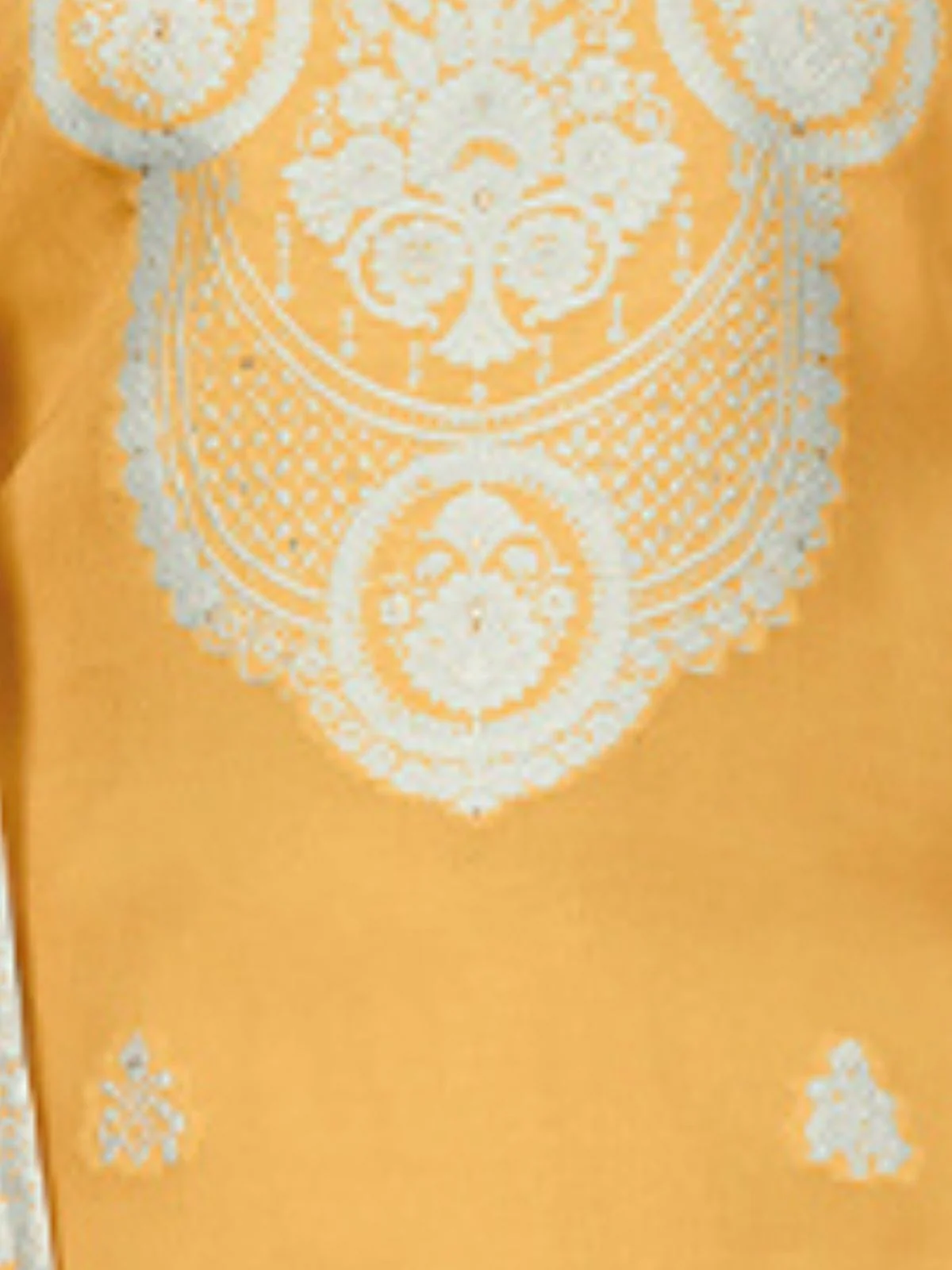 Odette Yellow Organza Embroidered Semi-Stitched Kurta Set For Women - Image 3