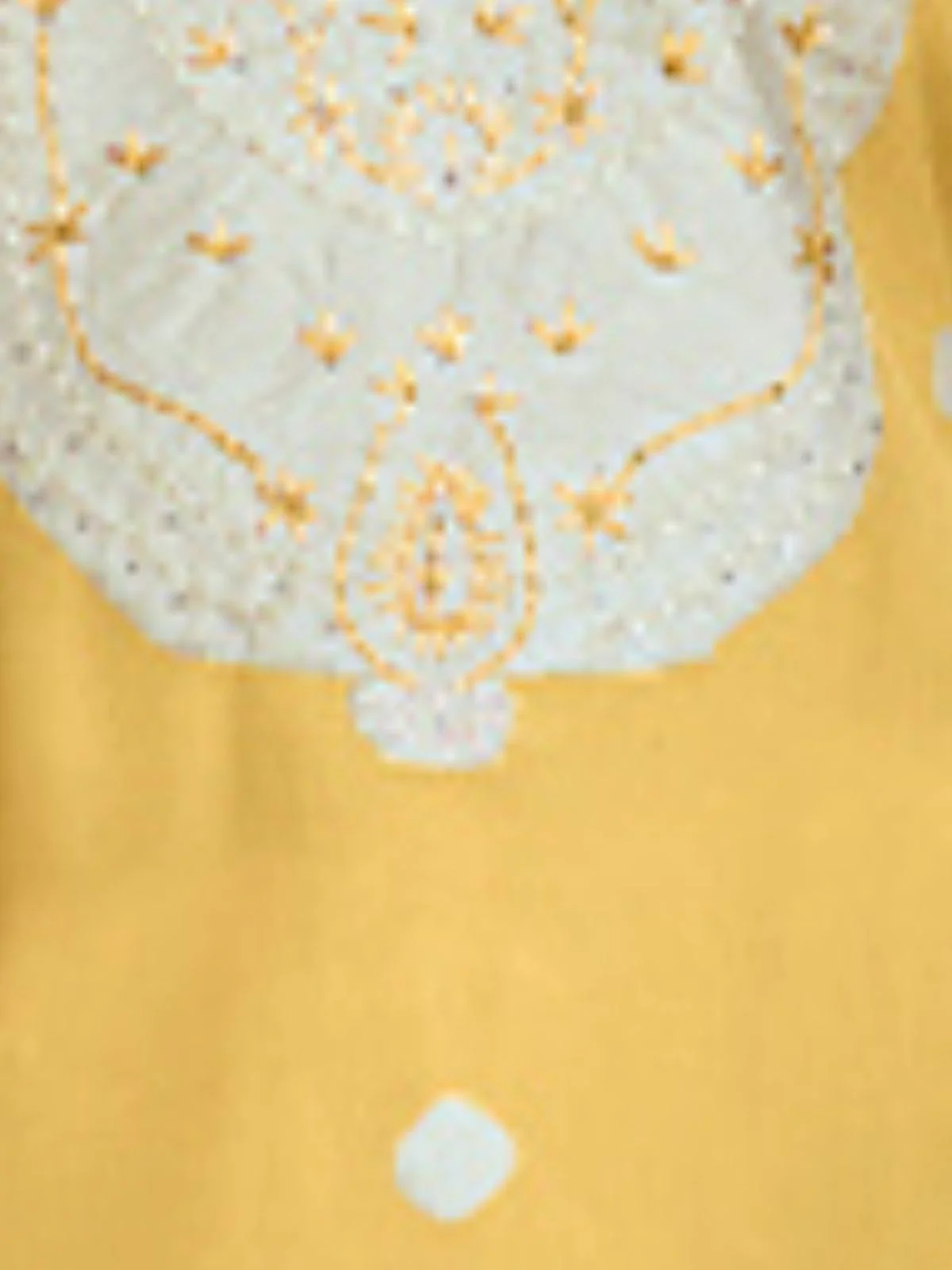 Odette Yellow Organza Embroidered Semi-Stitched Kurta Set For Women - Image 3