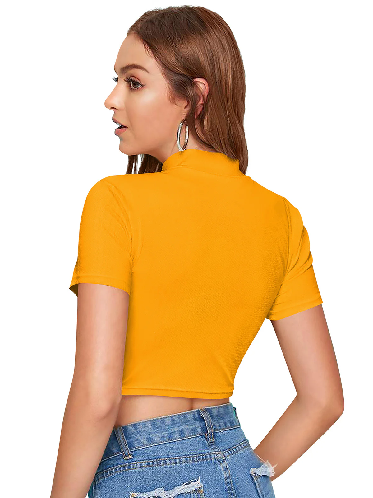 Odette Yellow Polyester Color Block Top For Women - Image 4