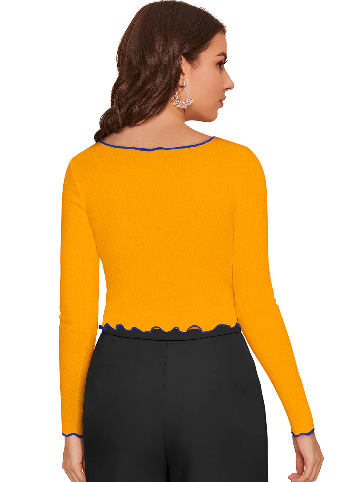 Odette Yellow Polyester Striped Top For Women - Image 4