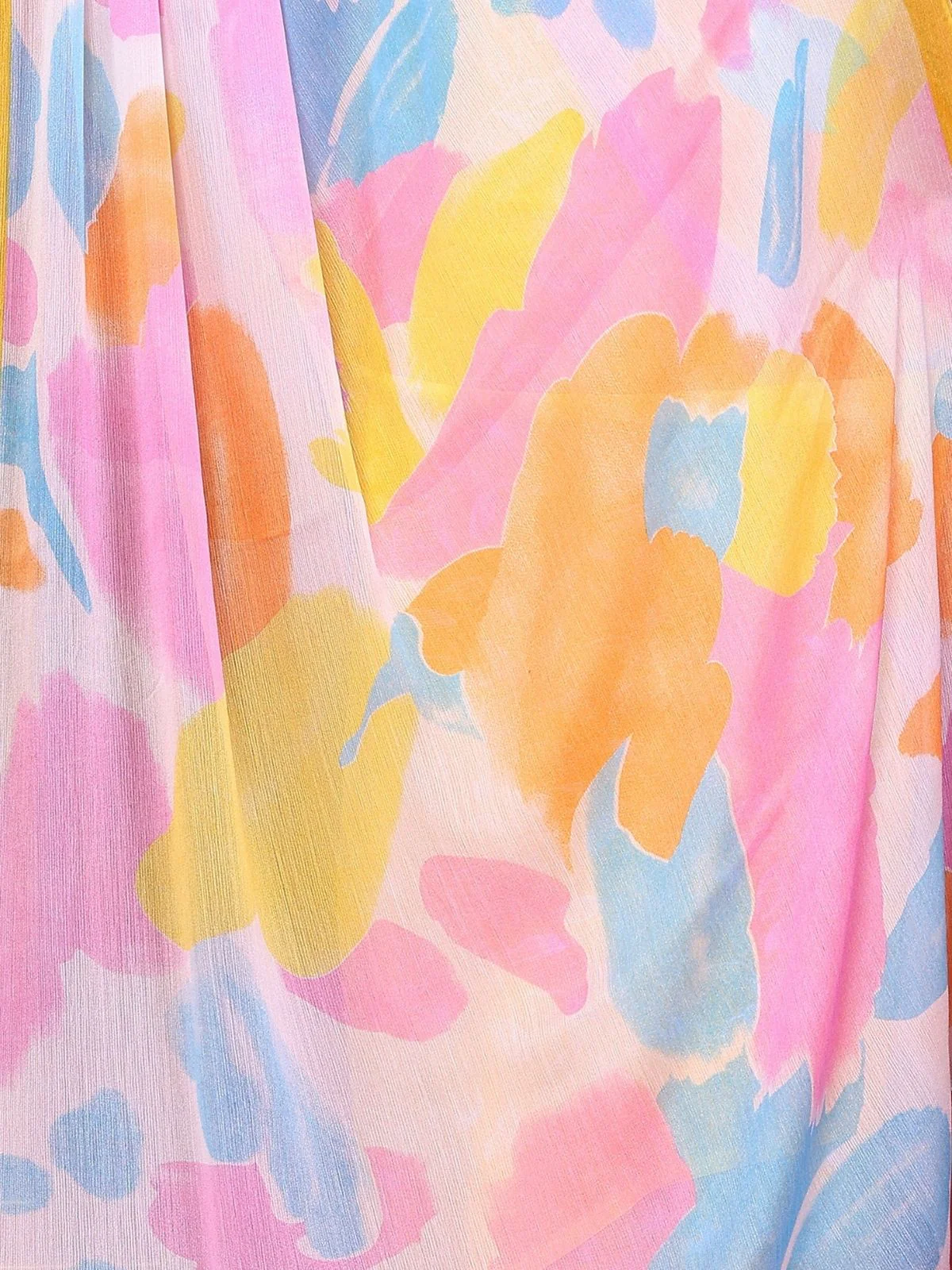Odette Yellow Silk Blend Printed Saree For Women - Image 5