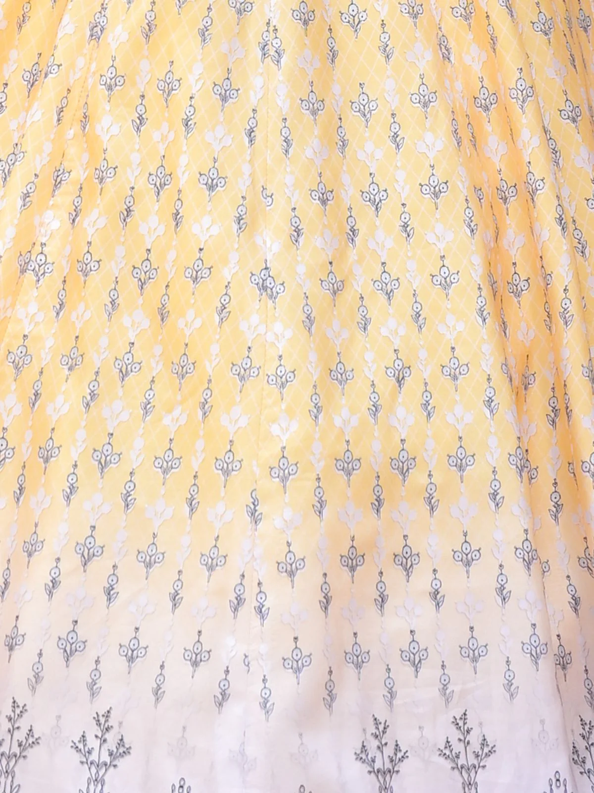 Odette Yellow Silk Blend Printed Stitched Gown For Women - Image 6
