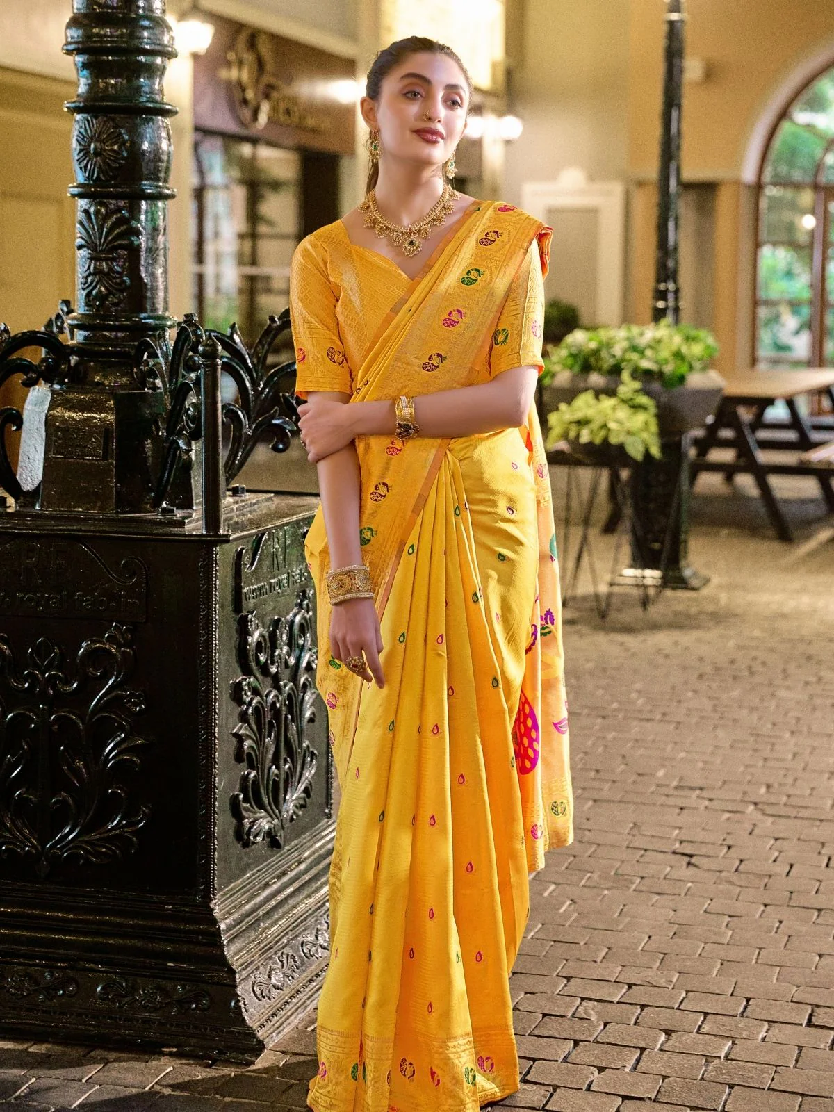 Odette Yellow Silk Woven Paithani Saree For Women