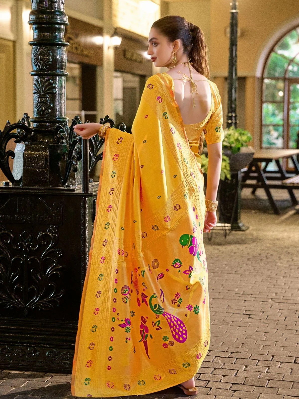 Odette Yellow Silk Woven Paithani Saree For Women - Image 3