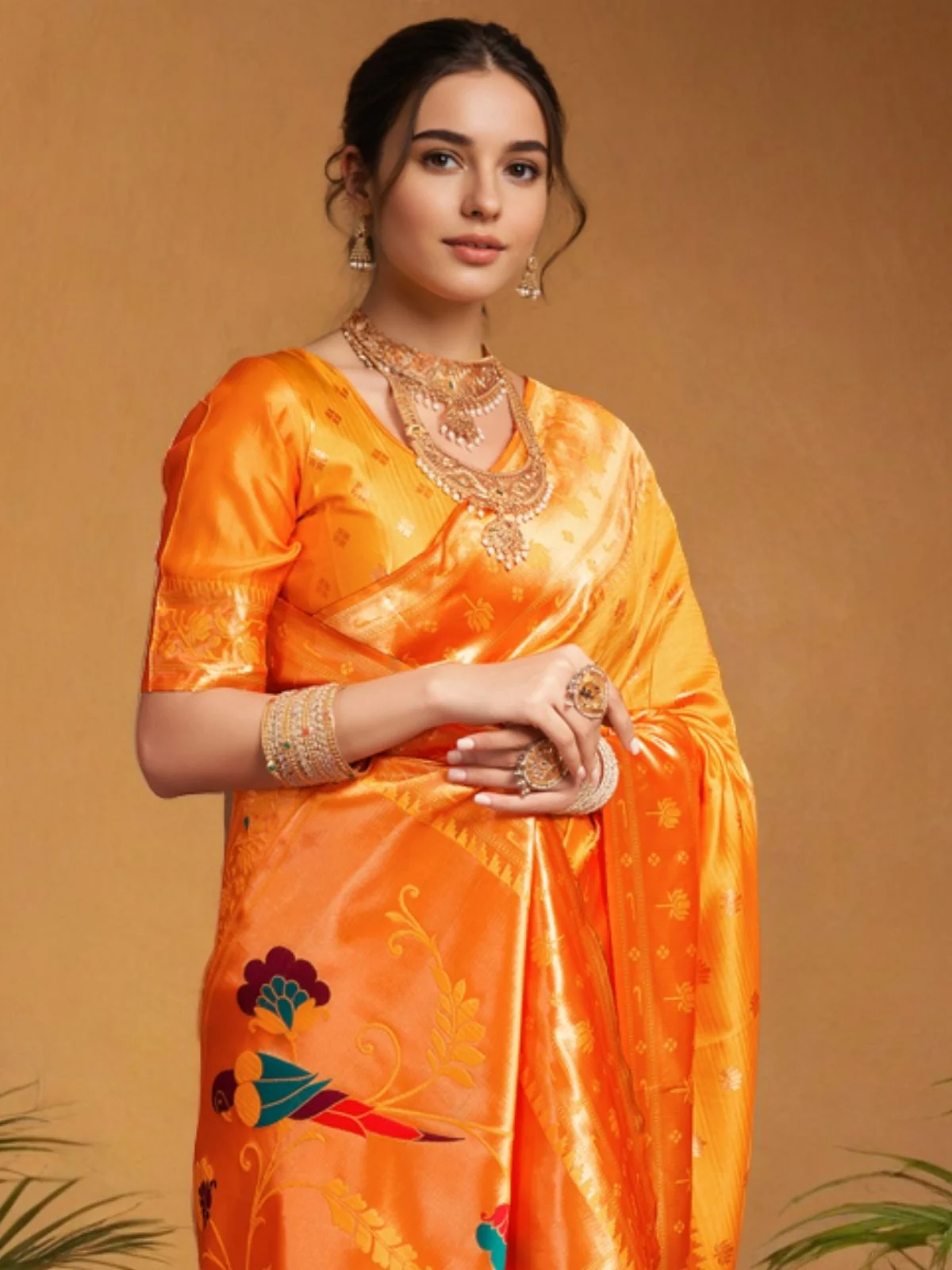 Odette Yellow Silk Woven Saree For Women - Image 4