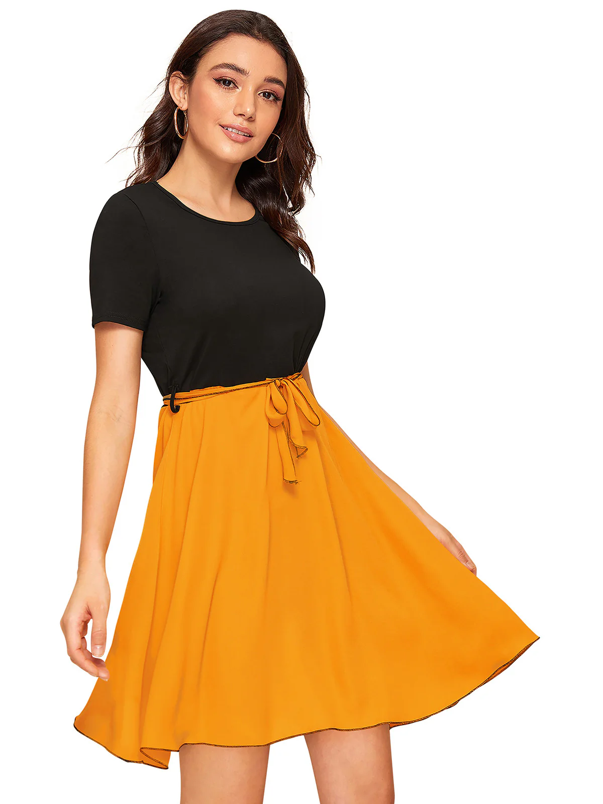 Odette Yellow Knit Fabric Dress For Women - Image 2