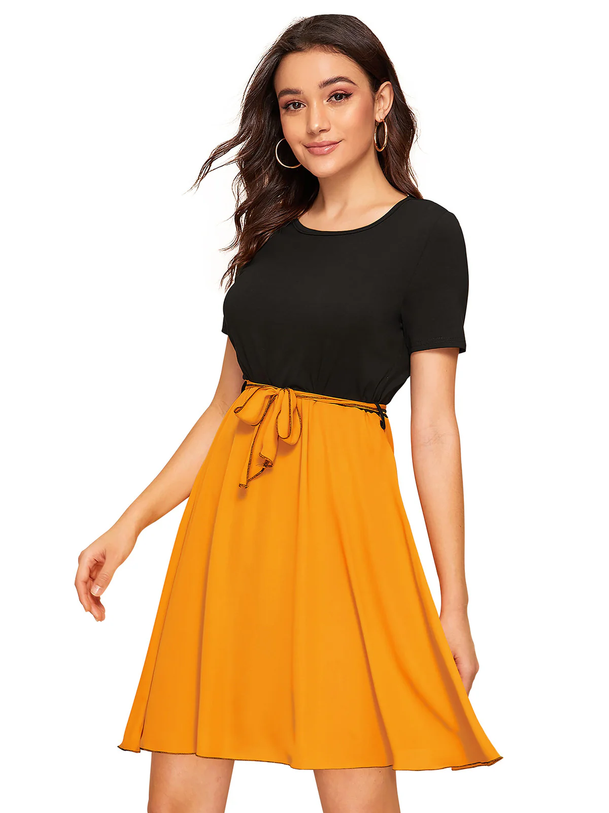 Odette Yellow Knit Fabric Dress For Women - Image 3
