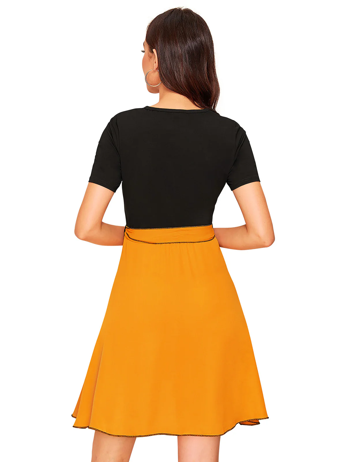 Odette Yellow Knit Fabric Dress For Women - Image 4