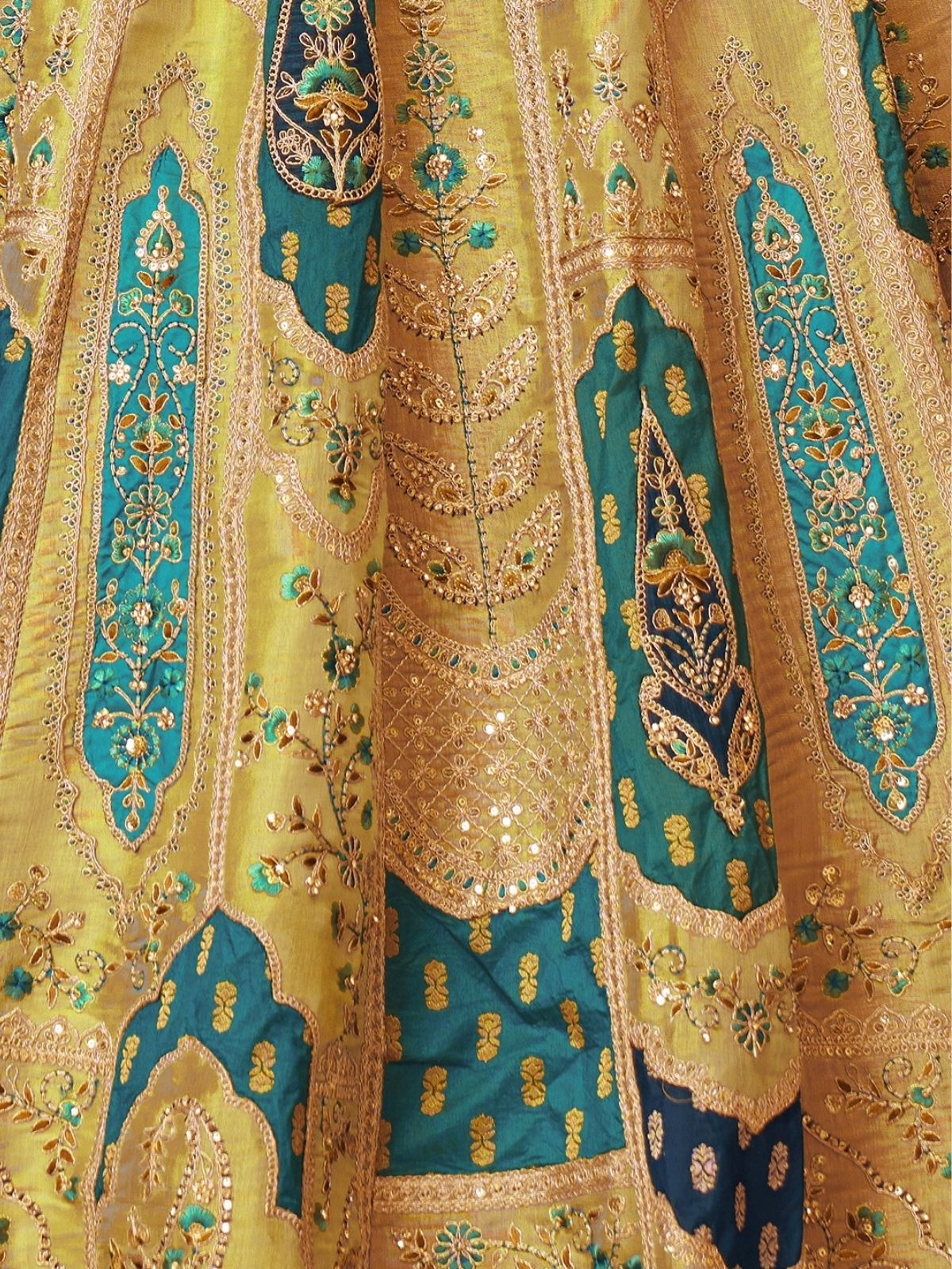 Odette Yellow Soft Net Embroidered Semi-Stitched Lehenga For Women - Image 5