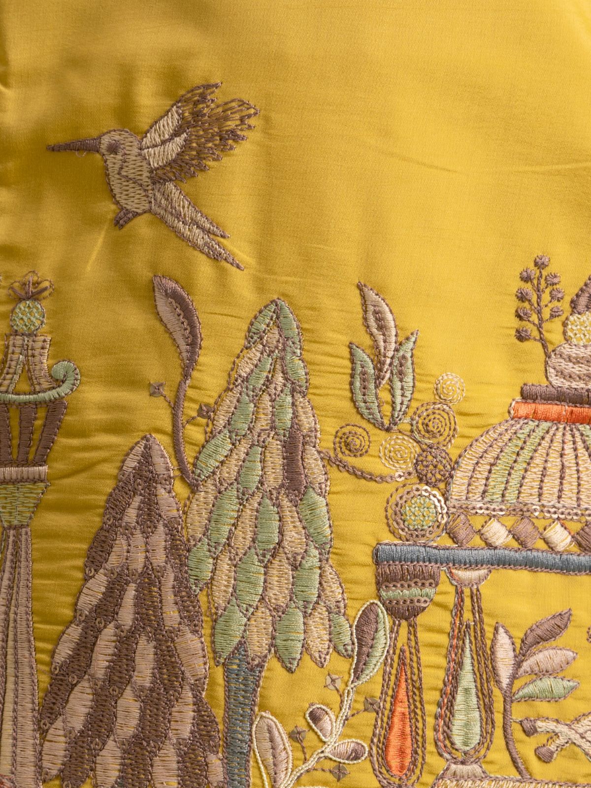 Odette Yellow Viscose Silk Embroidered Kurta Set For Kids - Image 5