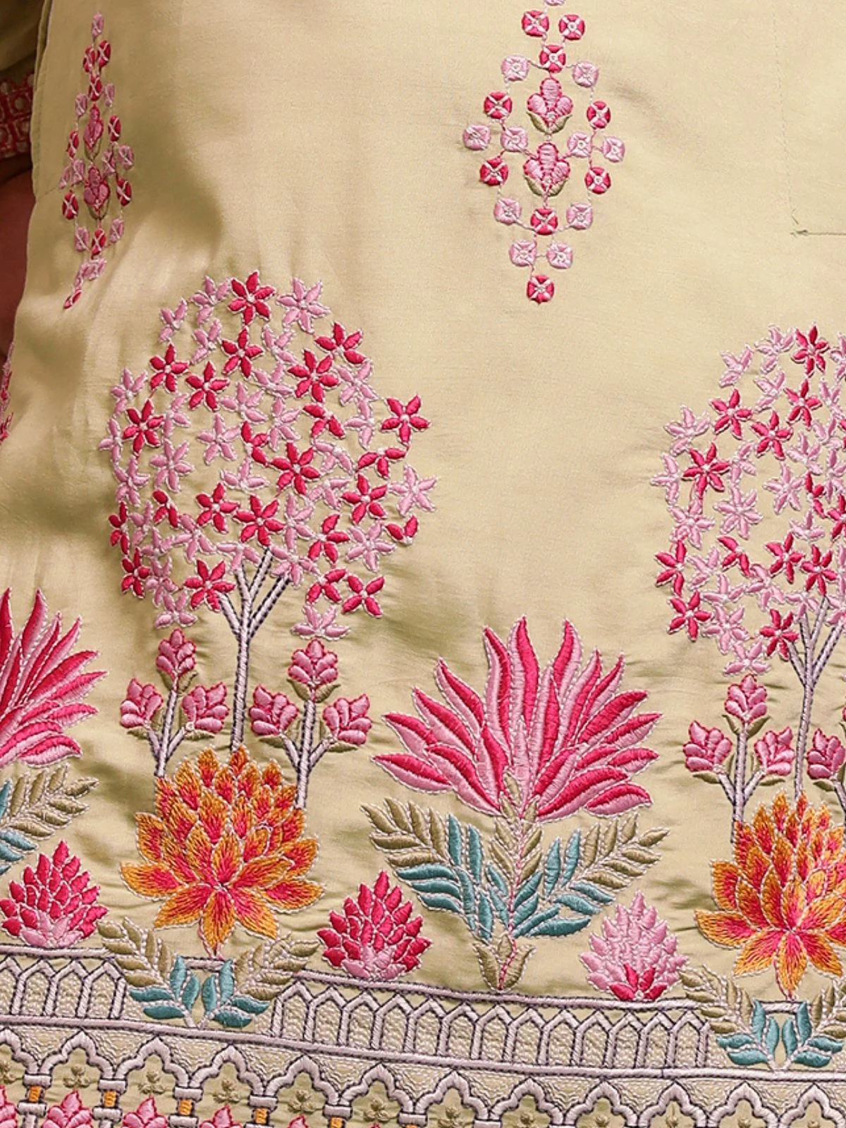 Odette Yellow Viscose Silk Embroidered Stitched Kurta Set For Kids - Image 7