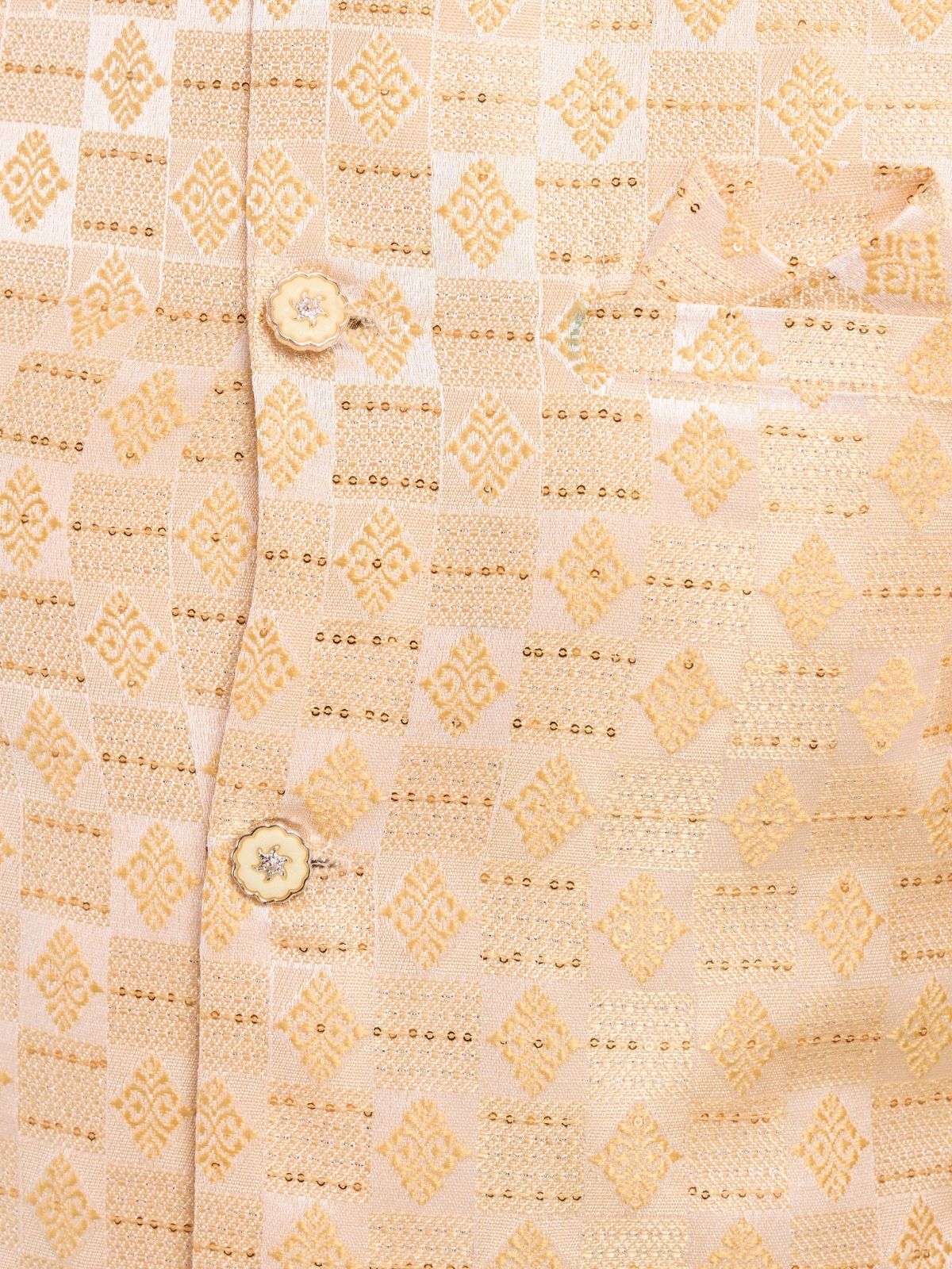 Odette Yellow Viscose Silk Woven Stitched Kurta For Men - Image 7