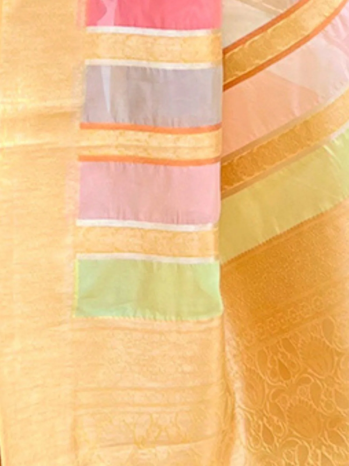 Odette Yellow Woven Design Organza Saree With Unstitched Blouse For Women - Image 4
