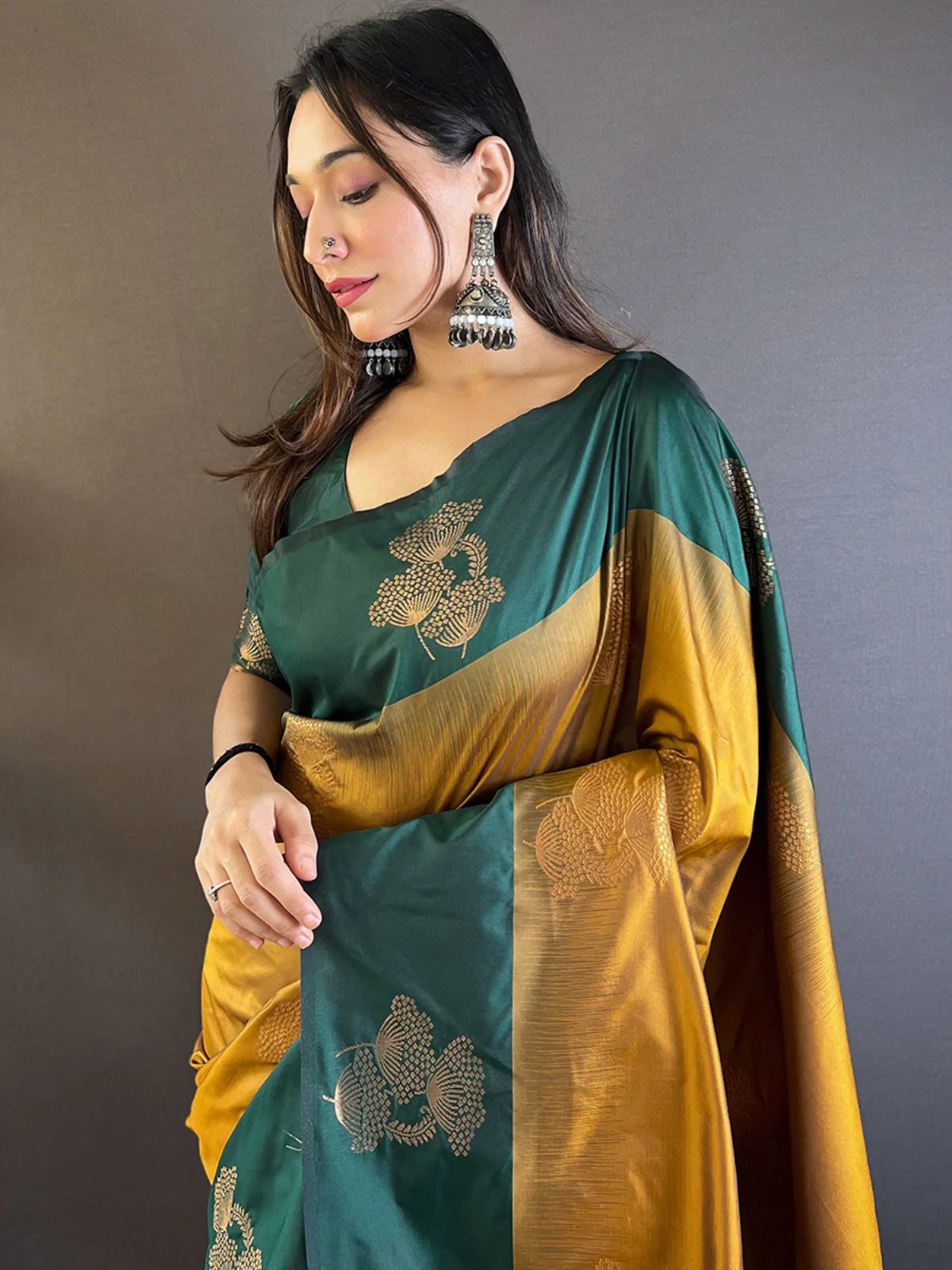 Odette Yellow Woven Design Soft Silk Saree With Unstitched Blouse For Women - Image 3