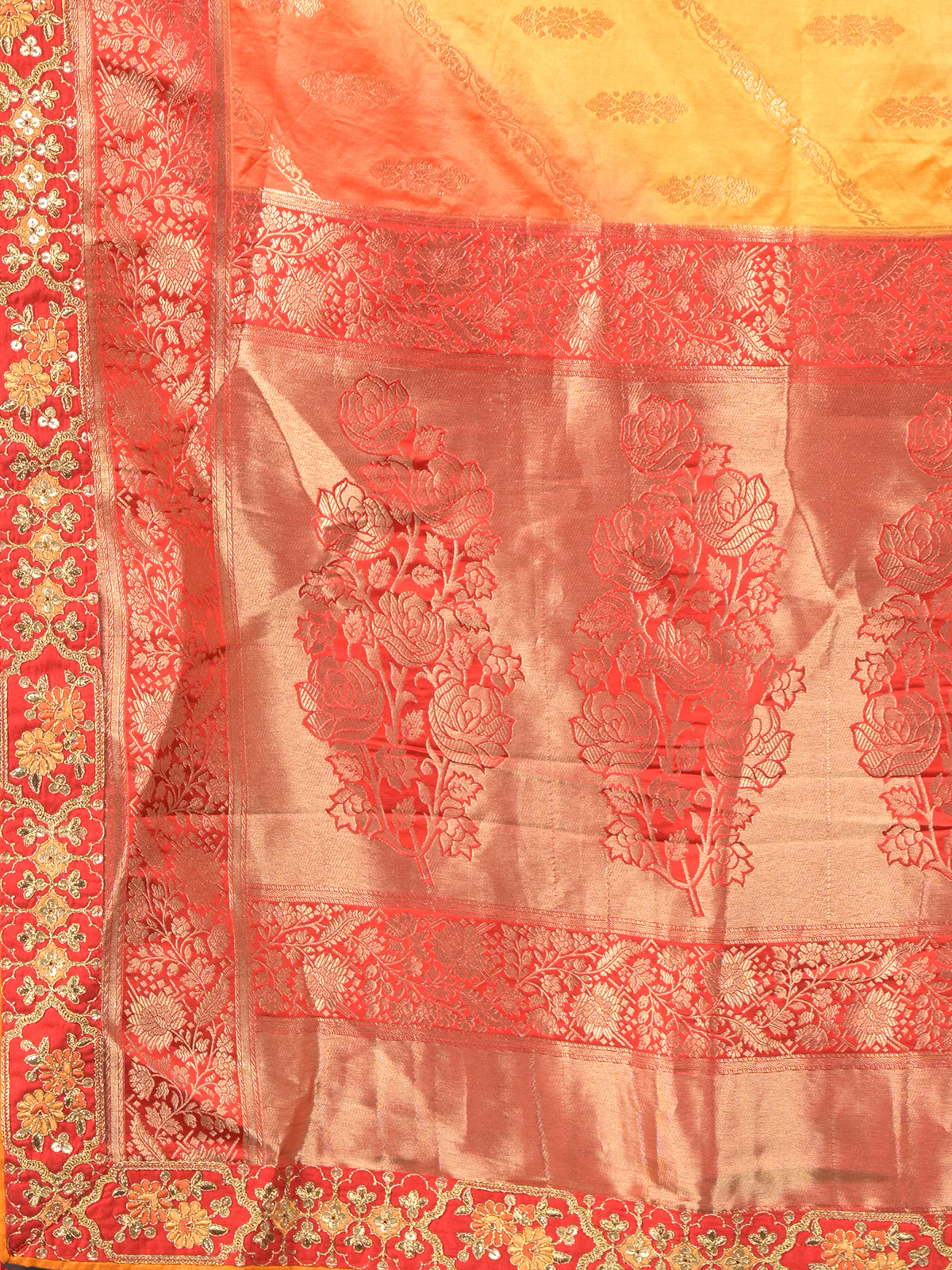 Odette Yellow Woven Heavy Silk Saree With Unstitched Blouse For Women - Image 5