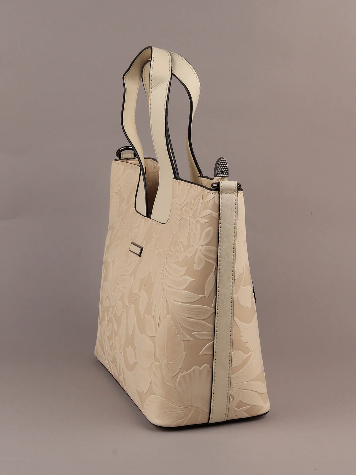 Odette Women Off White Embossed Formal Handbag - Image 4