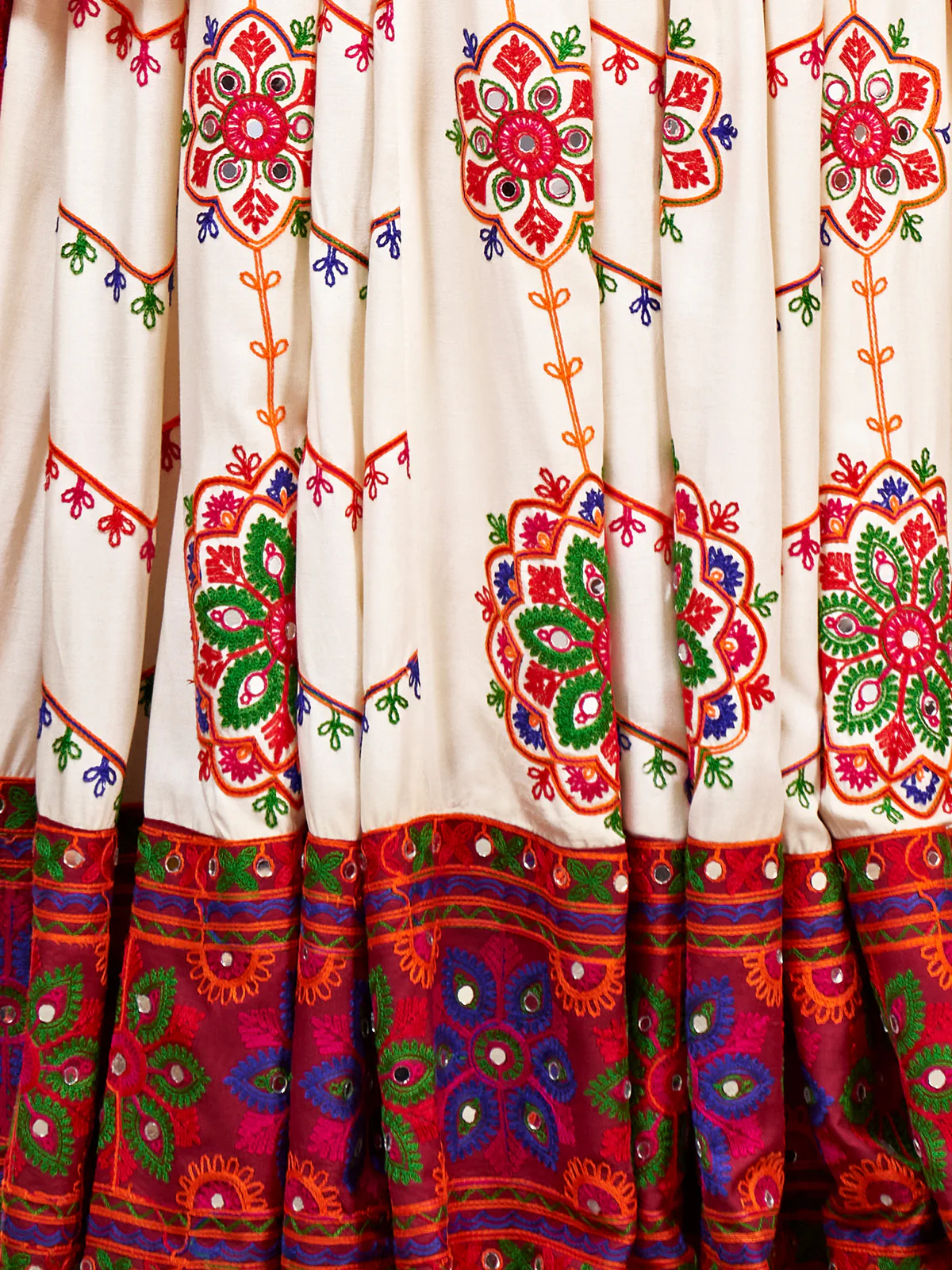 Odette Off White Viscose Rayon Embroidered Semi Stitched Lehenga Choli For Women - Image 5