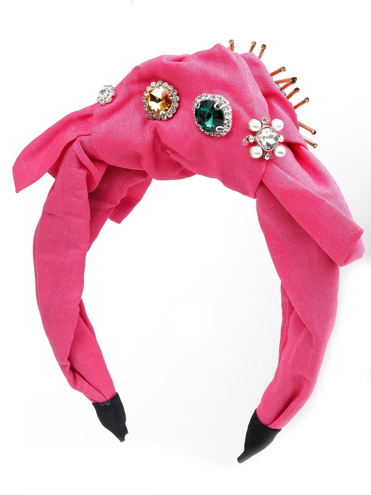 Odette Women Pink Rhinestones Hairband - Image 4