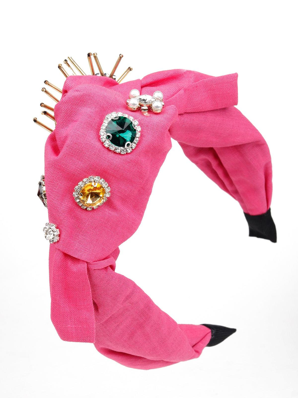 Odette Women Pink Rhinestones Hairband - Image 5
