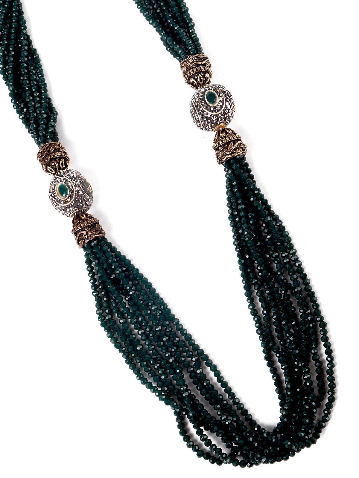 Odette Olive Green Layered Necklace Set For Women - Image 4