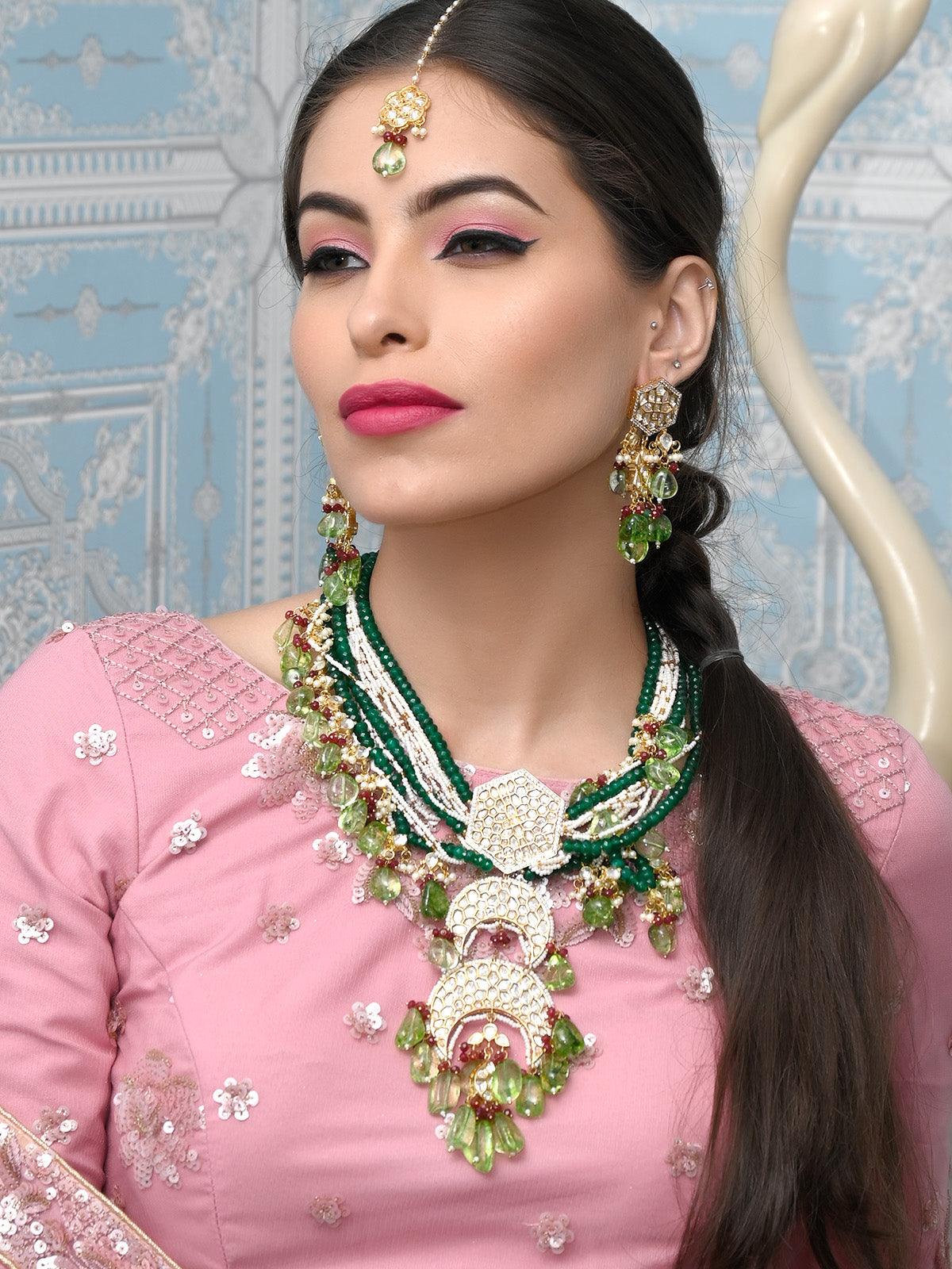 Odette Women Opulant Embellished Long Necklace Set