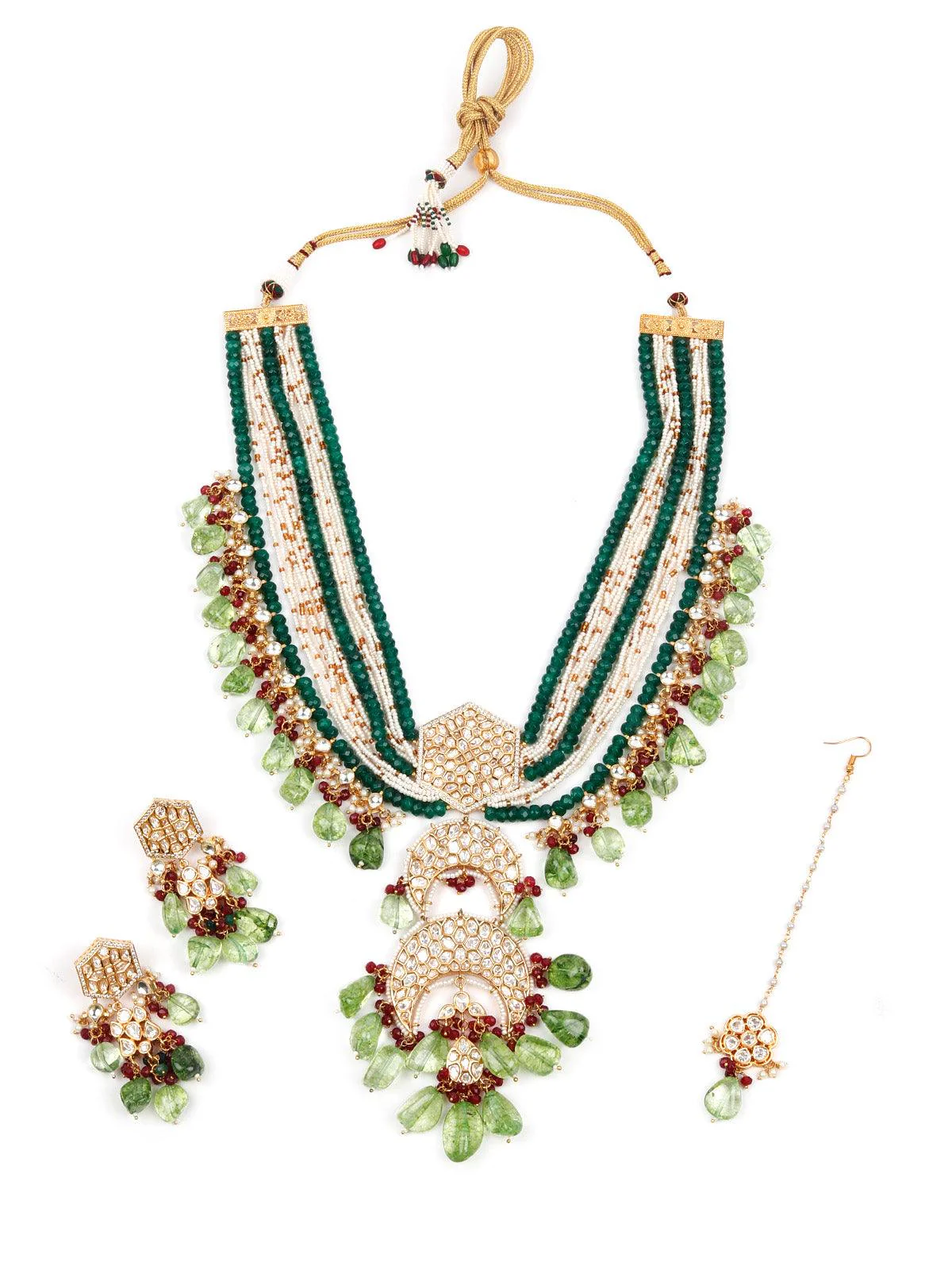 Odette Women Opulant Embellished Long Necklace Set - Image 3