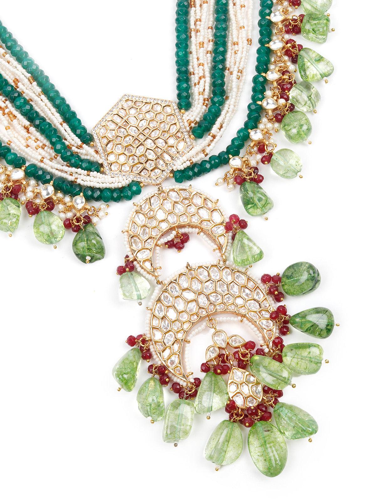 Odette Women Opulant Embellished Long Necklace Set - Image 4