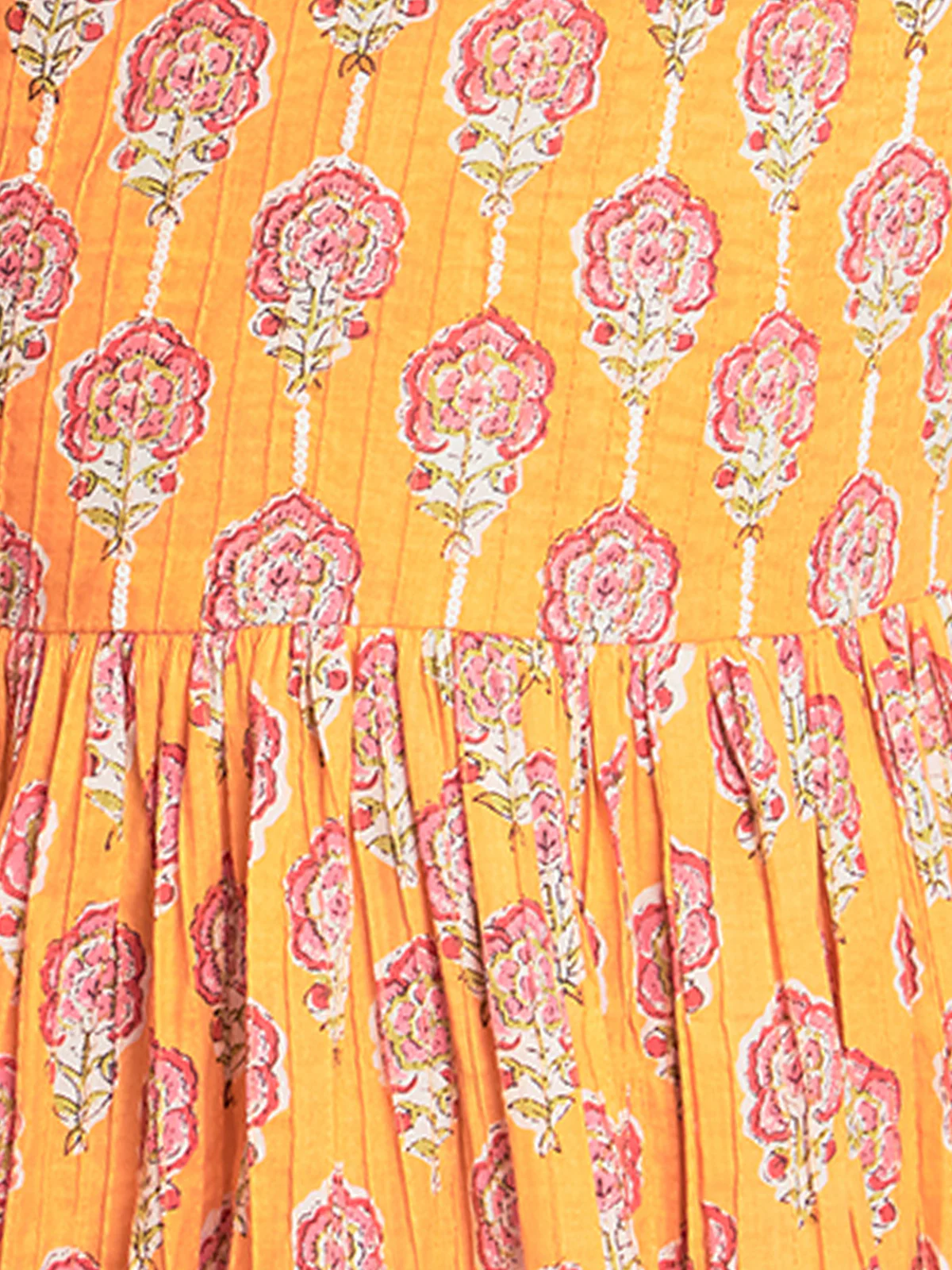 Odette Women Orange Cotton Embroidered Indo Western Dress - Image 6