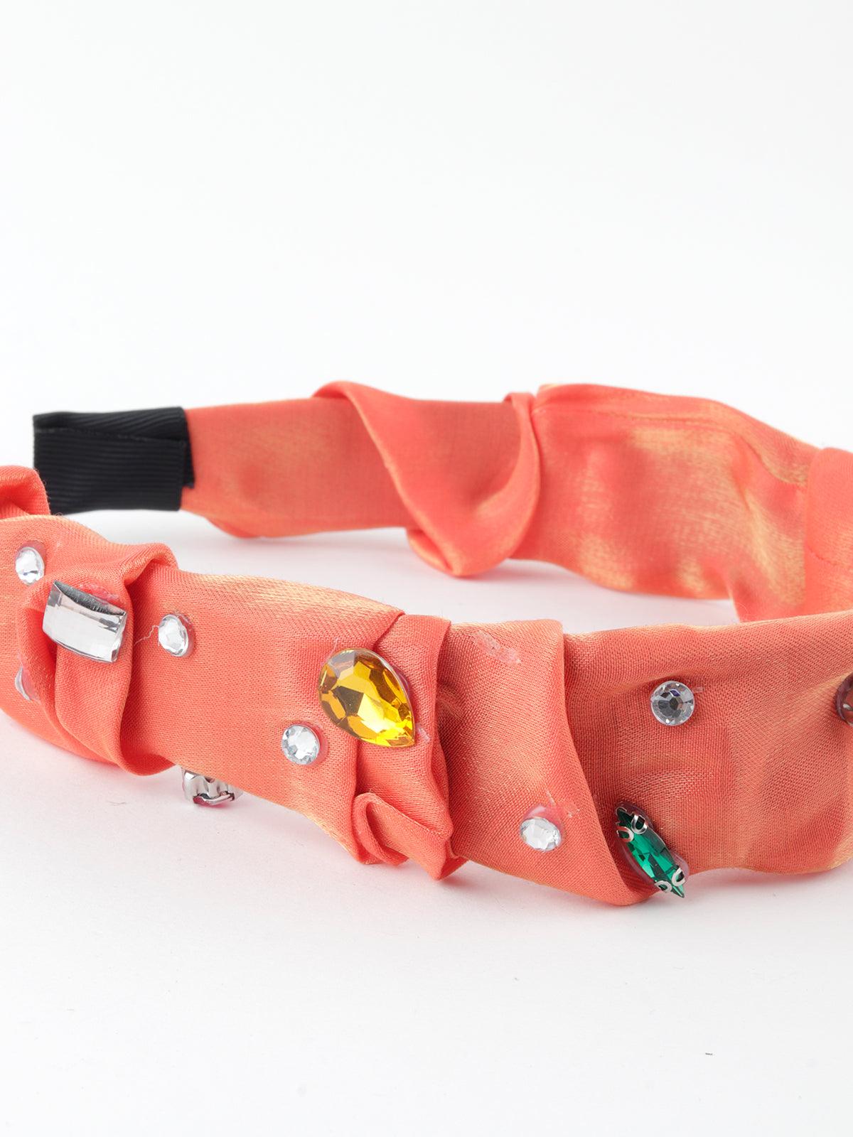 Odette Women Orange Embellished Radiant Hairband - Image 7