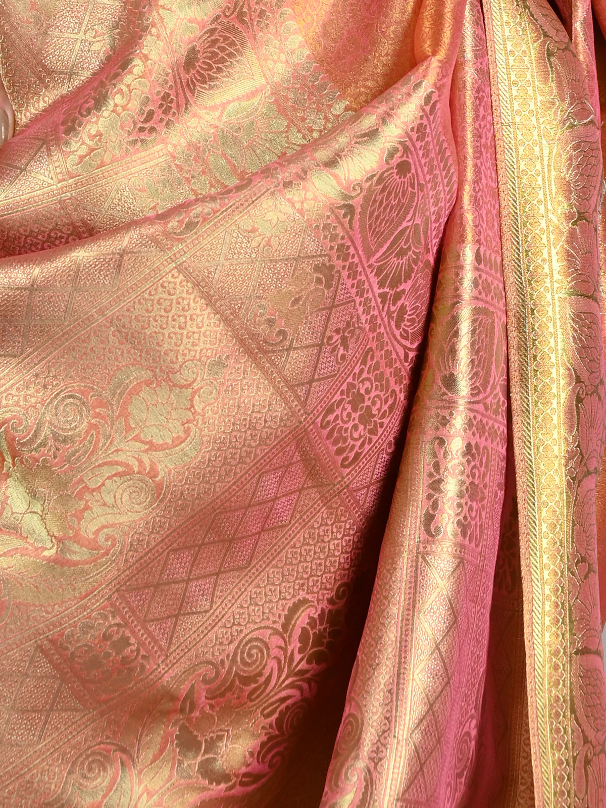 Odette Women Orange Satin Nylon Woven Saree With Unstitched Blouse - Image 4