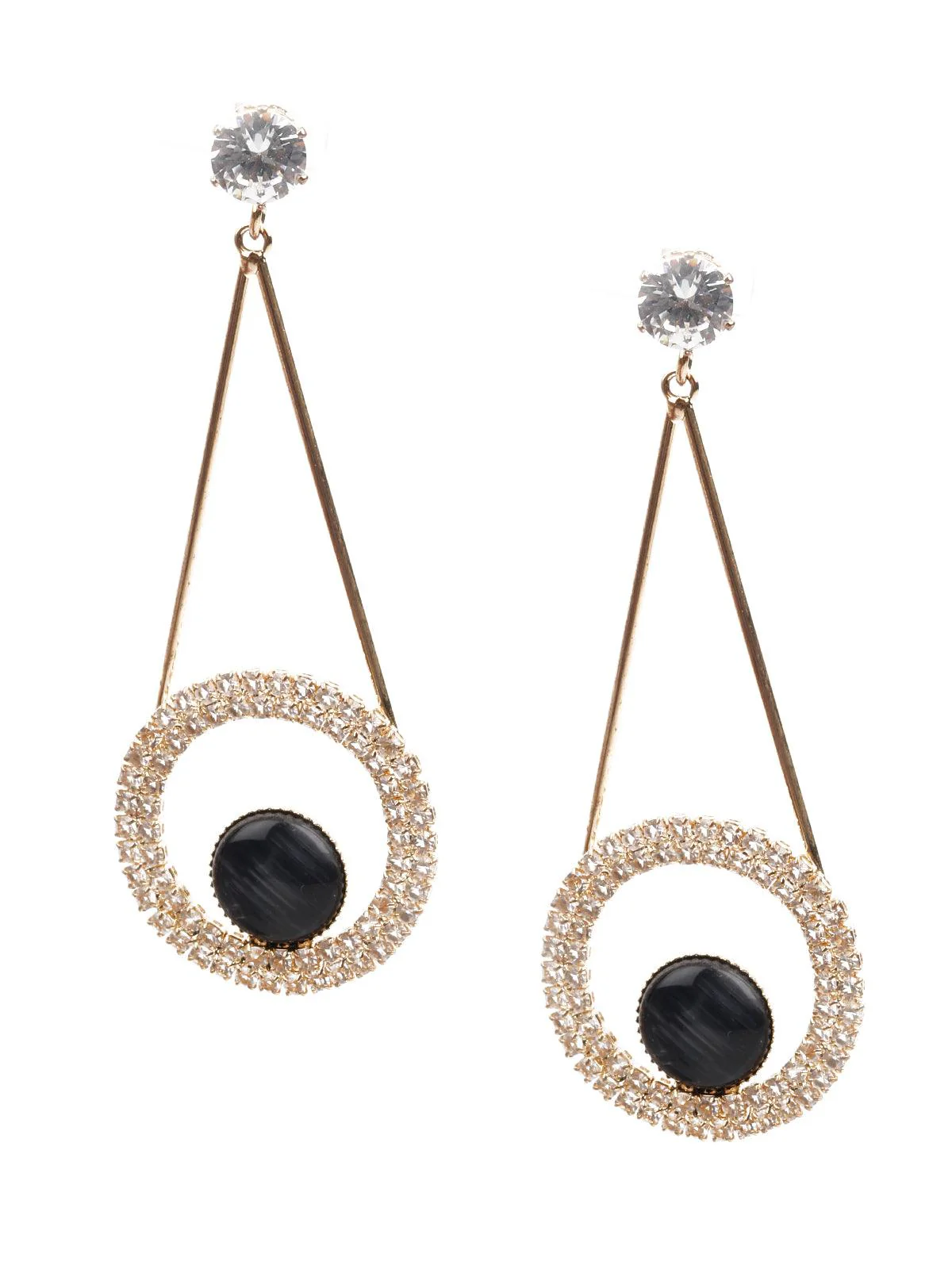 Odette Women Ornate Black And Gold Dangle Earrings