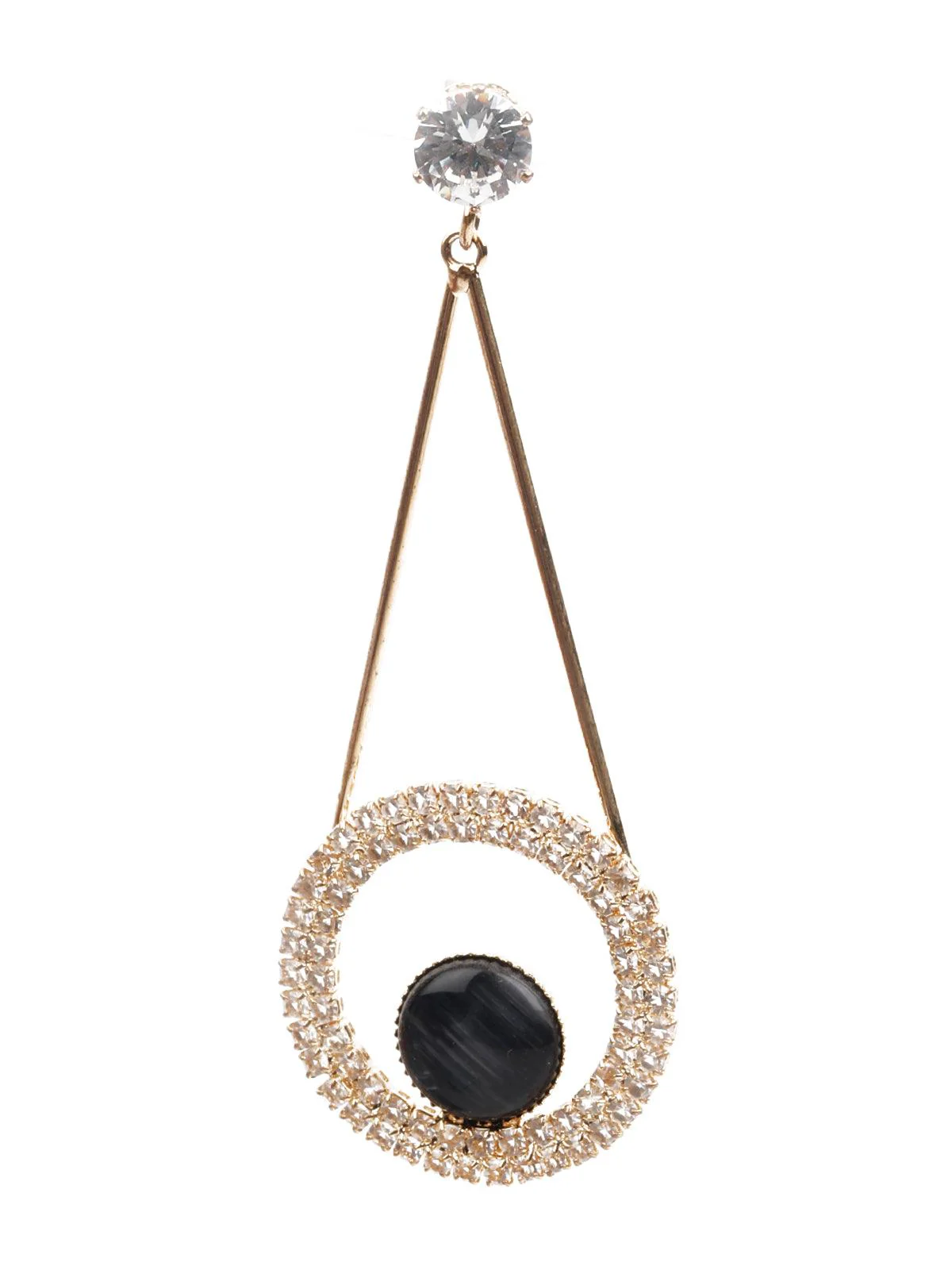 Odette Women Ornate Black And Gold Dangle Earrings - Image 2